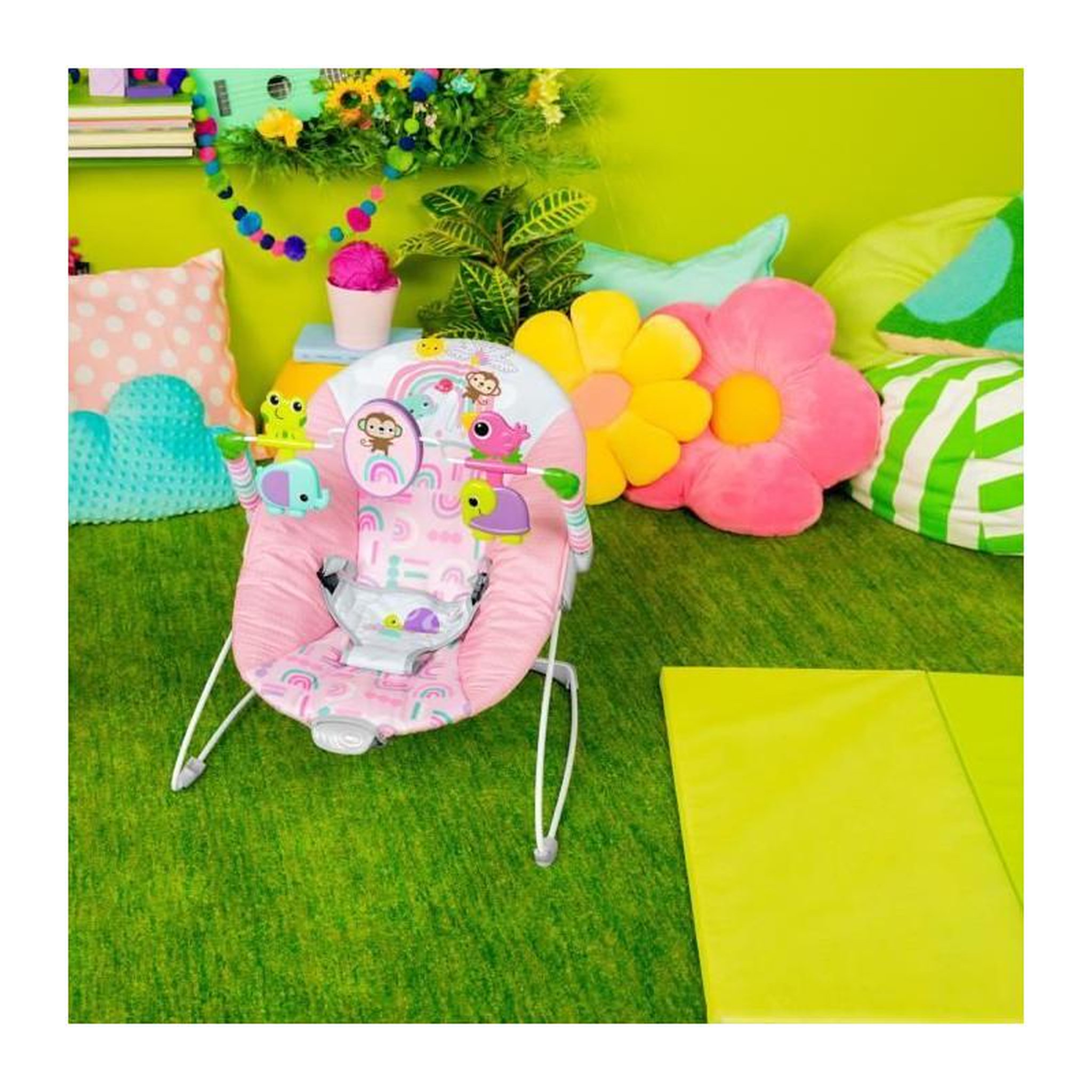 Voir la diapositive 3 : Bright Starts BRIGHT STARTS Transat pink paradise, vibrations apaisantes, jouets interactifs, des la naissance