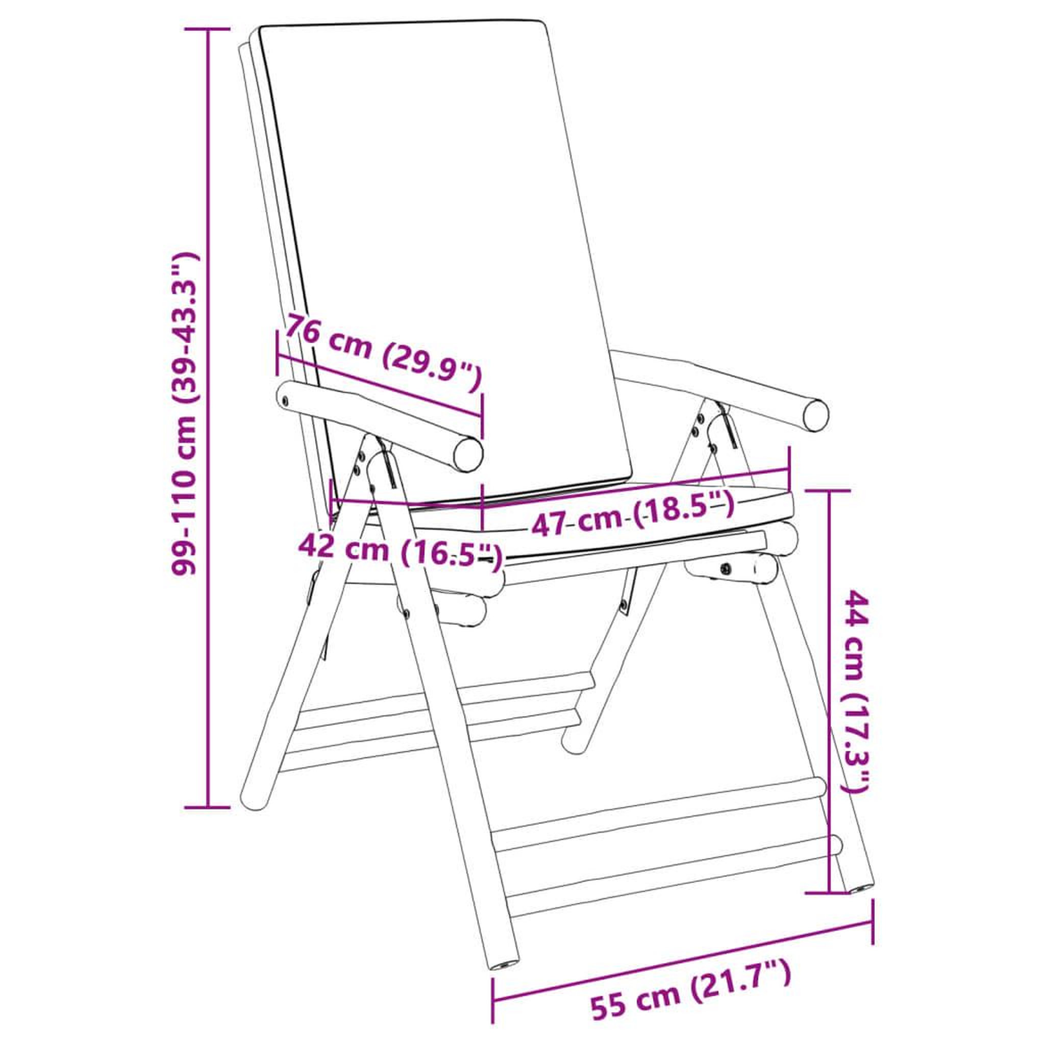Voir la diapositive 6 : VIDAXL Chaises inclinables de jardin pliantes lot de 2 coussins bambou