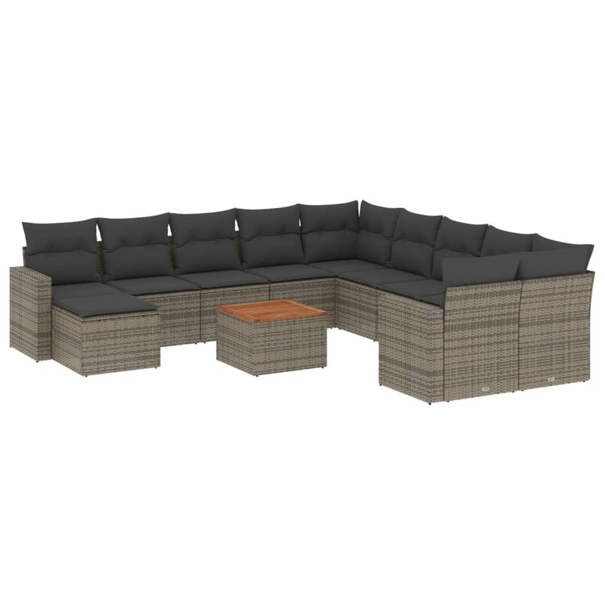 Voir la diapositive 2 : VIDAXL Salon de jardin avec coussins 12 pcs gris resine tressee