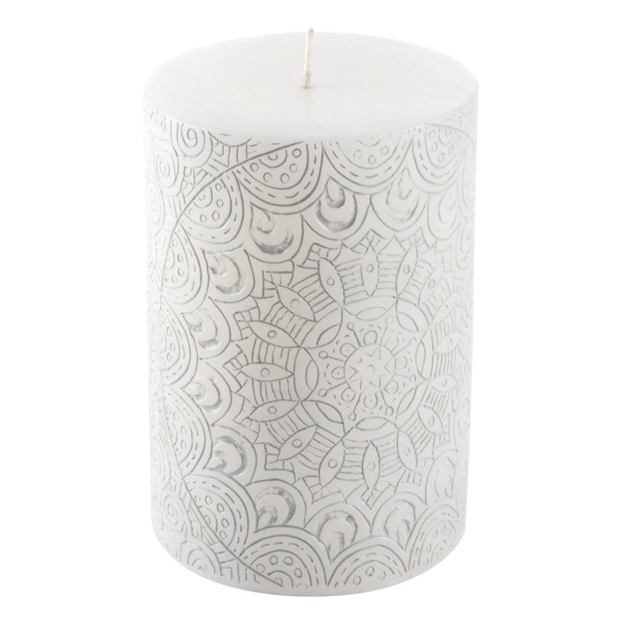 Douceur d'Intérieur Bougie pilier mandala  graphic ethnic  10cm blanc