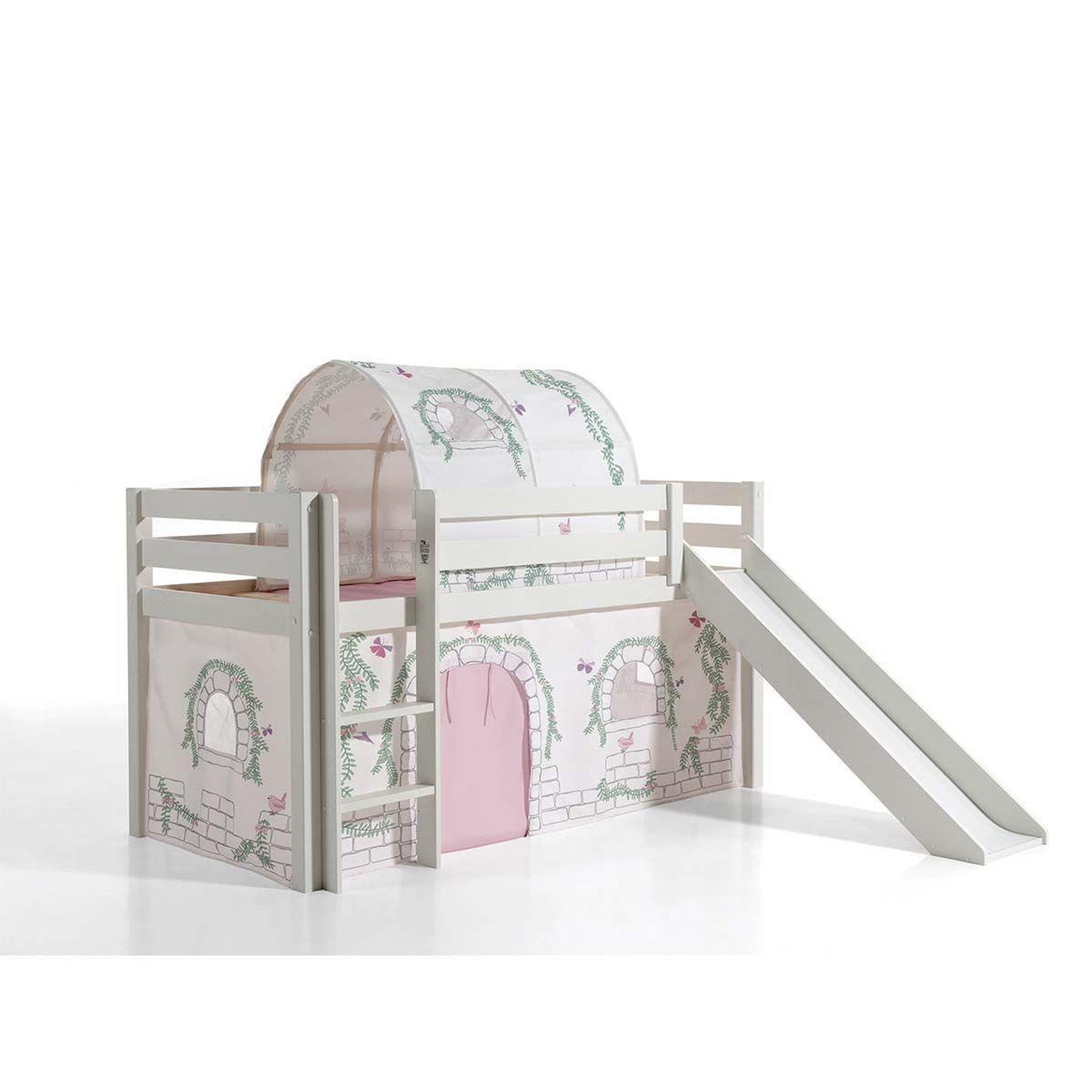 Voir la diapositive 5 : Paris Prix Pack - lit enfant toboggan, tente & tunnel  pino birdy  blanc
