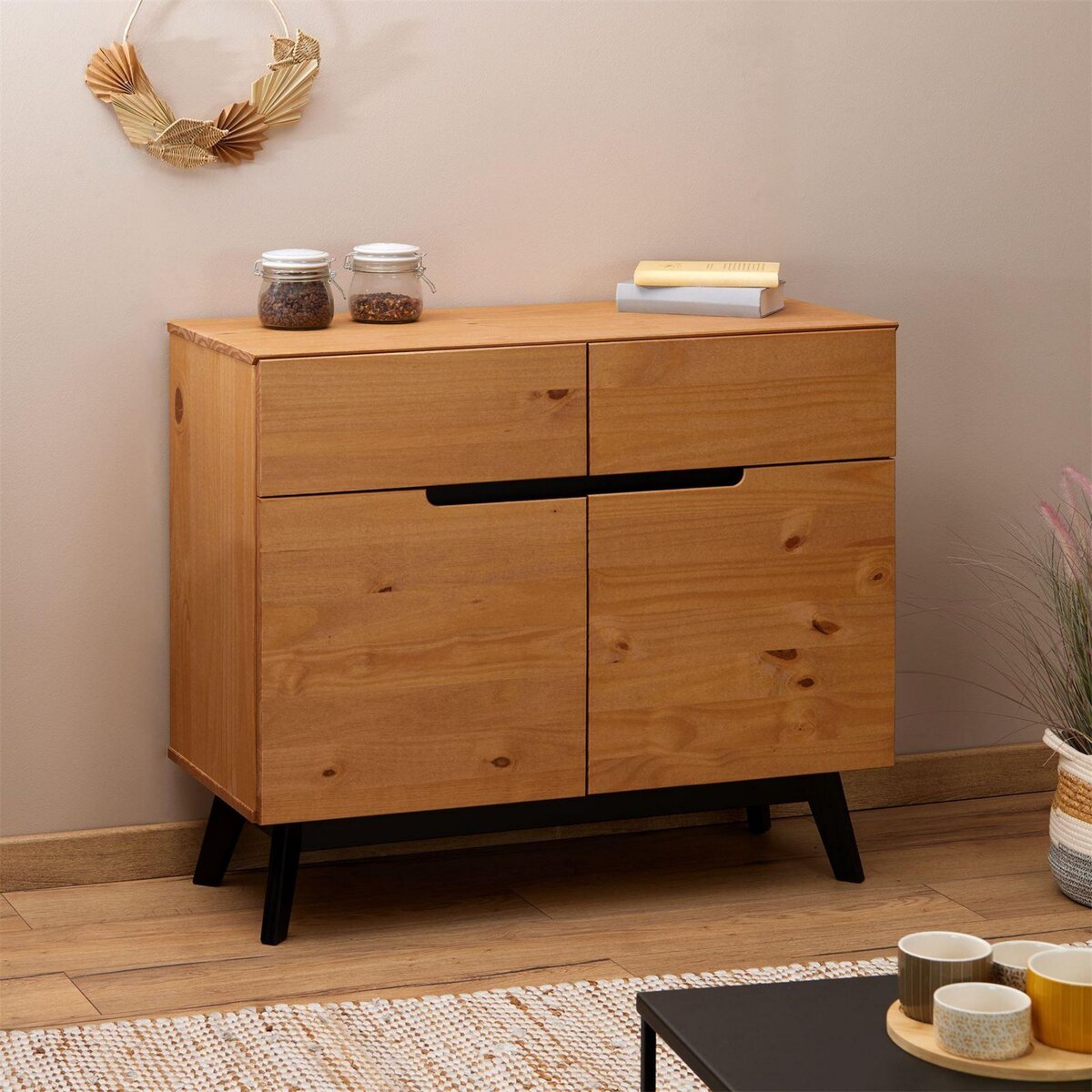 IDIMEX Buffet TIBOR, 2 tiroirs et 2 portes