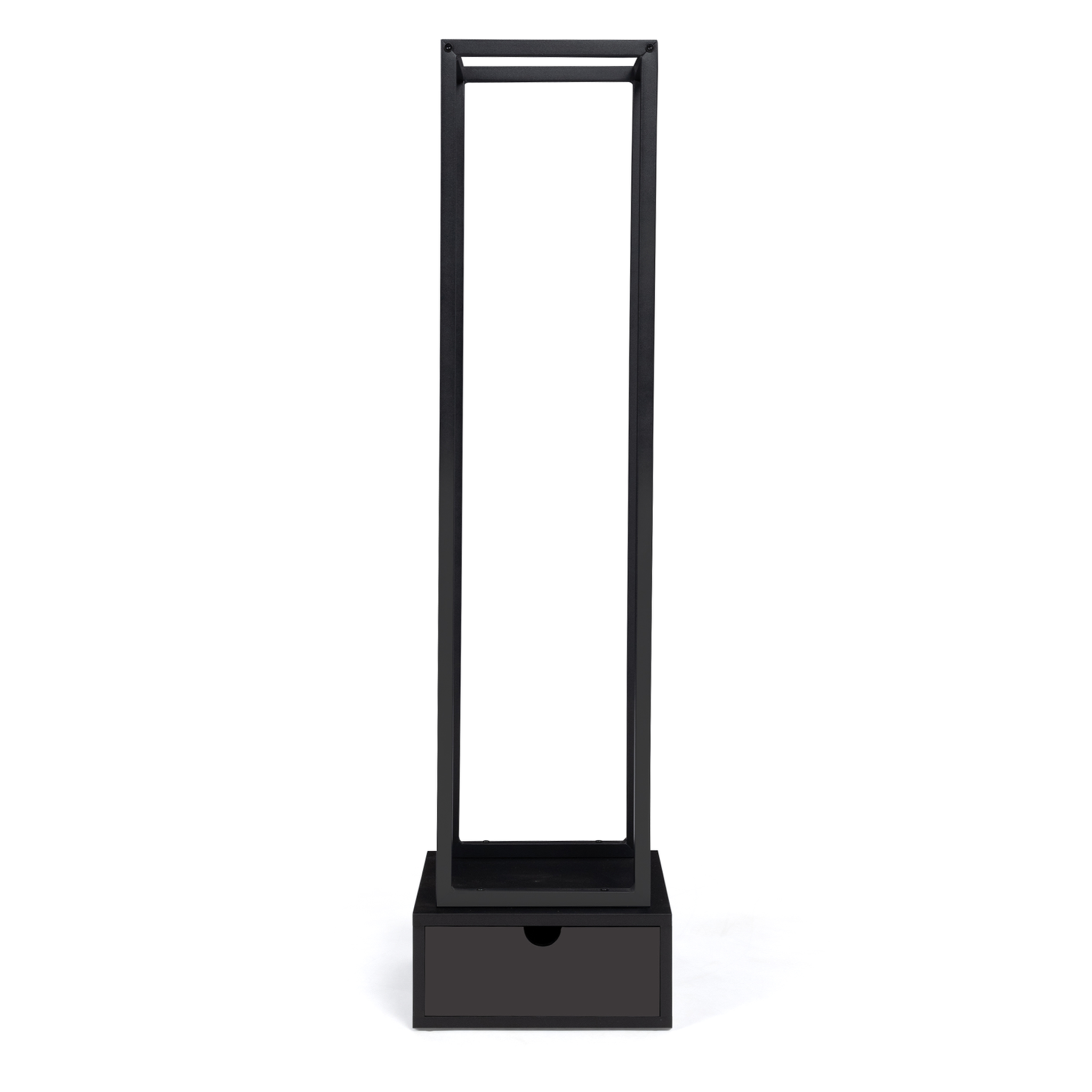 Voir la diapositive 3 : ID MARKET Range bûches vertical acier noir H. 125 CM avec tiroir pour cheminée