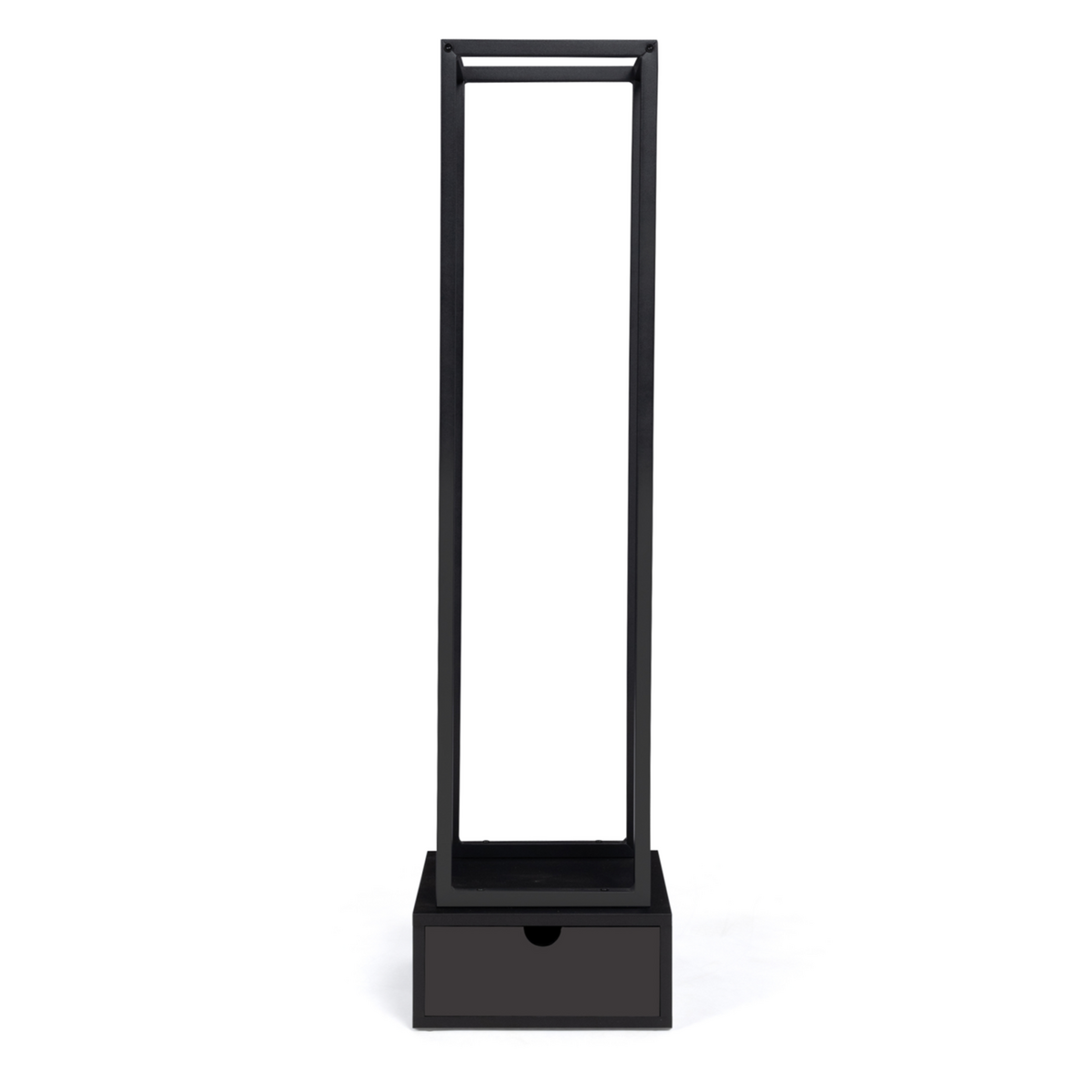 ID MARKET Range bûches vertical acier noir H. 125 CM avec tiroir pour cheminée