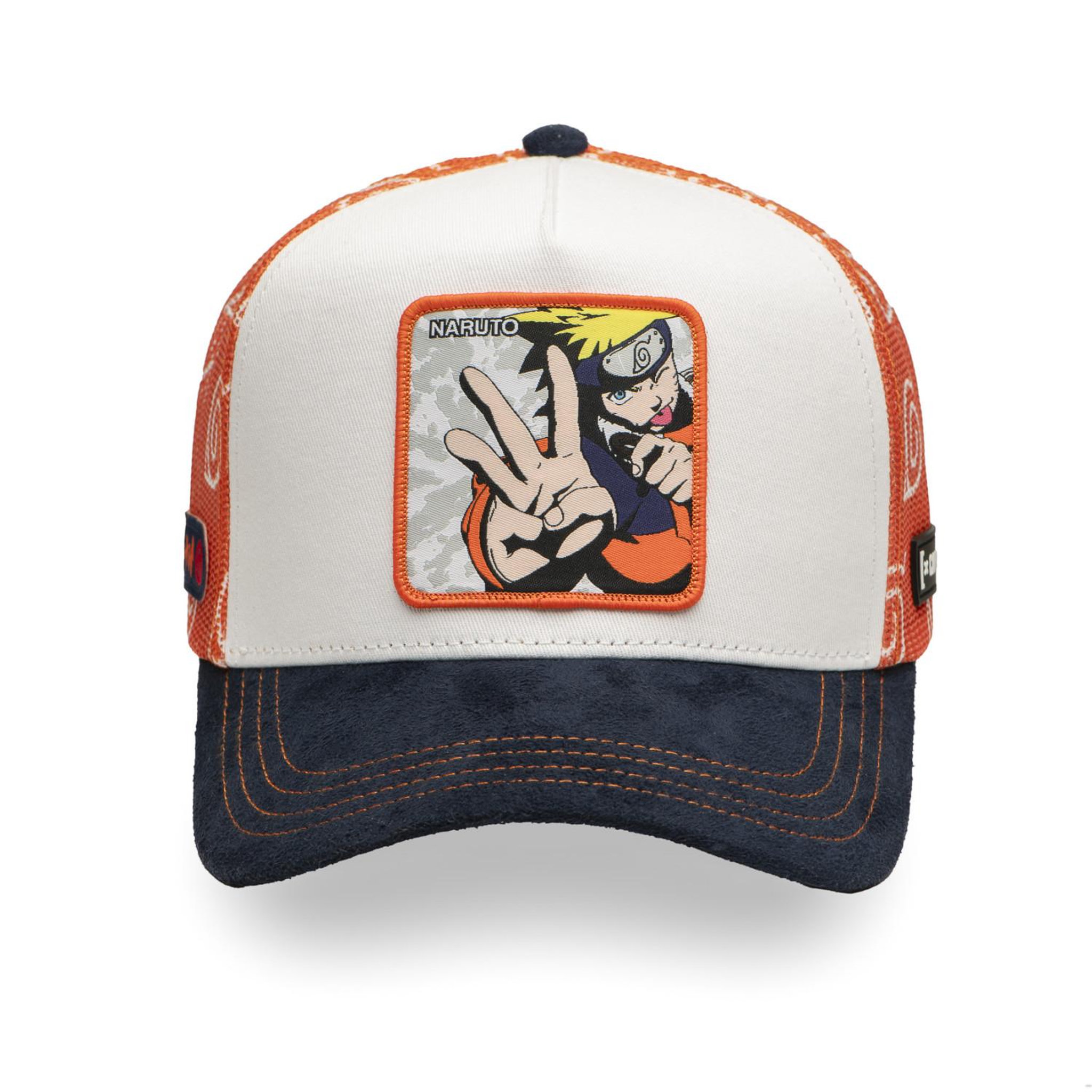 Voir la diapositive 2 : CAPSLAB Casquette trucker avec filet mix sergé/suédine/mesh naruto uzumaki