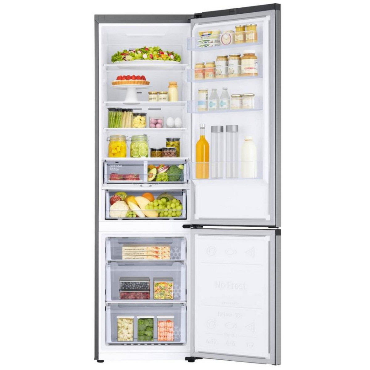 Samsung Réfrigérateur combiné 60cm 390l nofrost, gris - RB38C603DSA
