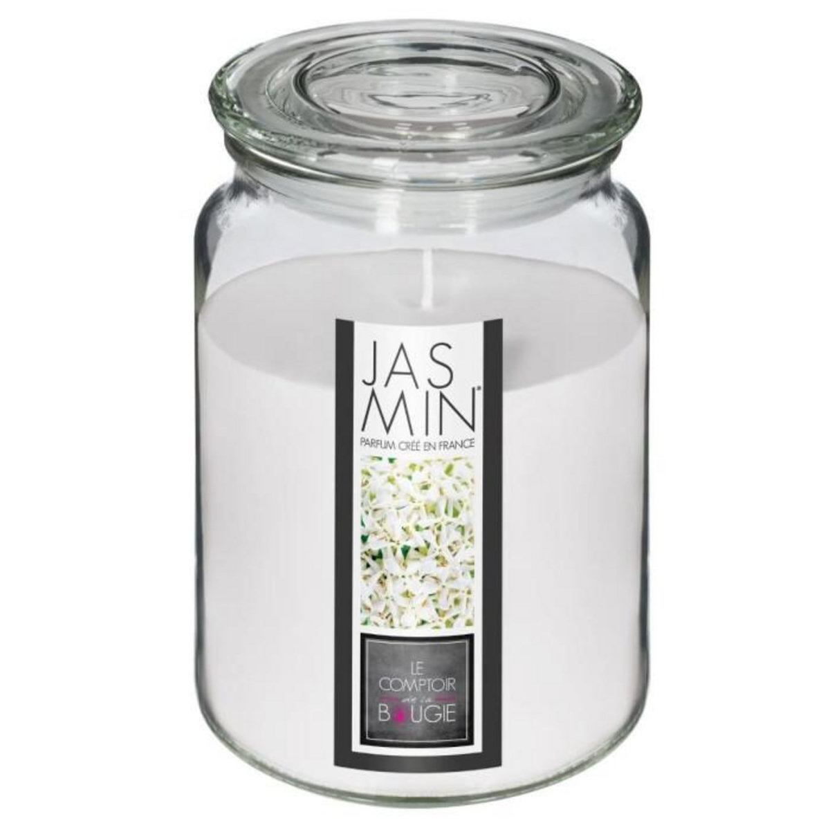 COMPTOIR DE LA BOUGIE Bougie Parfumée en Verre  Couvercle  510g Jasmin