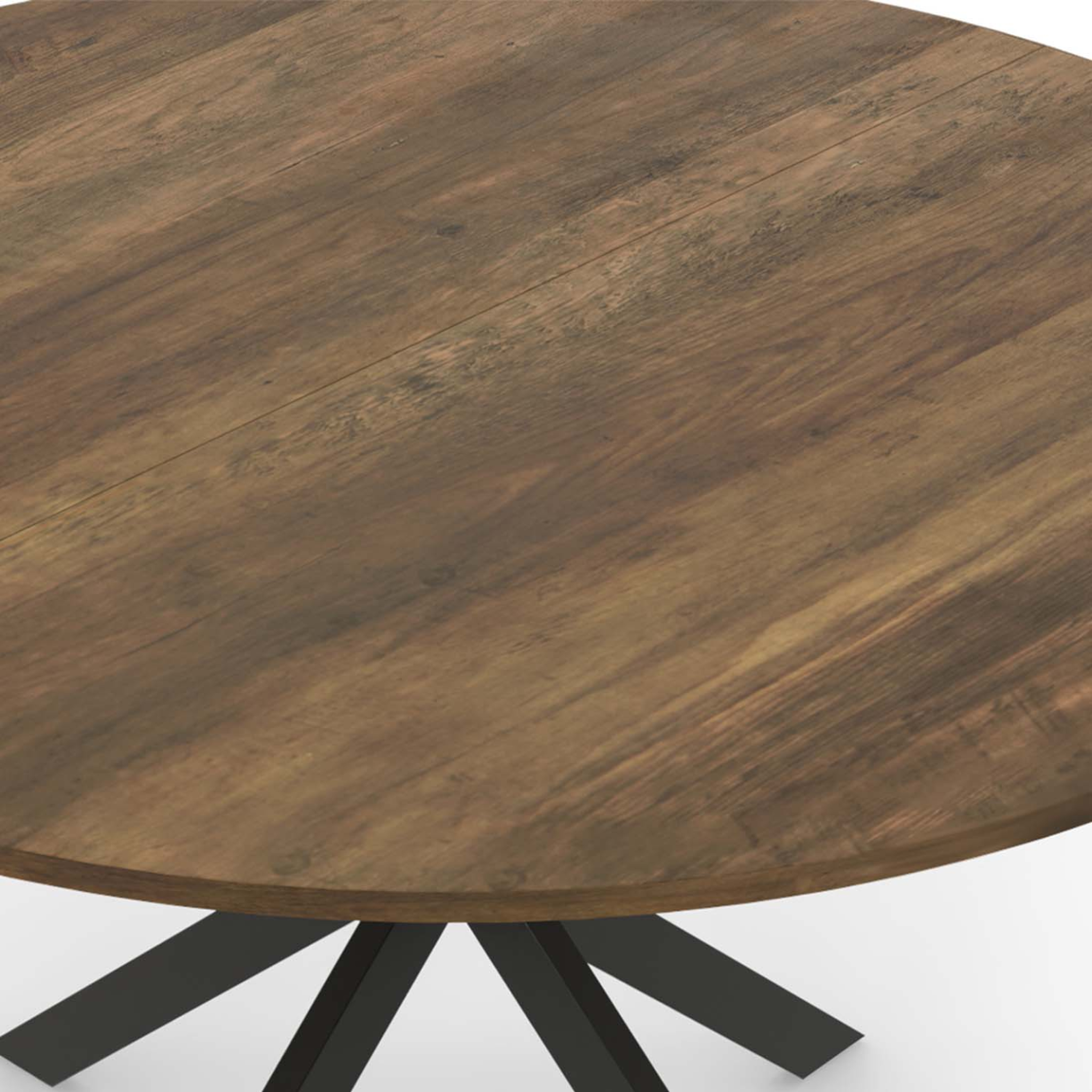 Voir la diapositive 5 : ID MARKET Table à manger ronde alix 6 personnes pied araignée noir et plateau bois foncé hawkins 110 cm