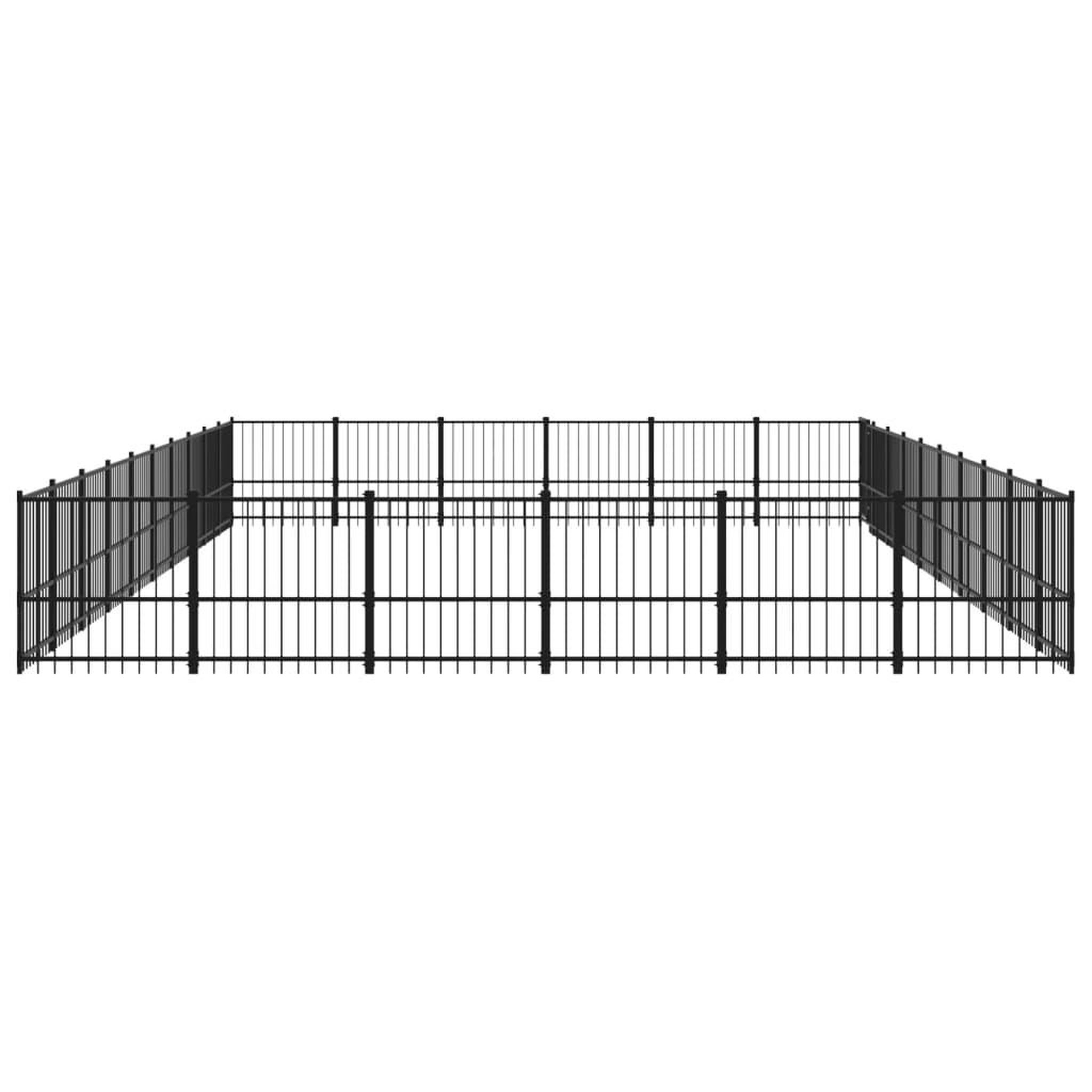 Voir la diapositive 4 : VIDAXL Chenil d'exterieur pour chiens Acier 56,45 m²