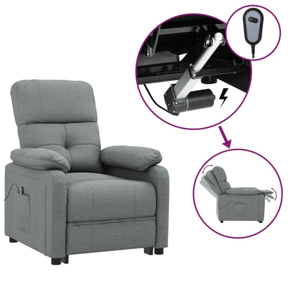 VIDAXL Fauteuil inclinable electrique Gris fonce Tissu