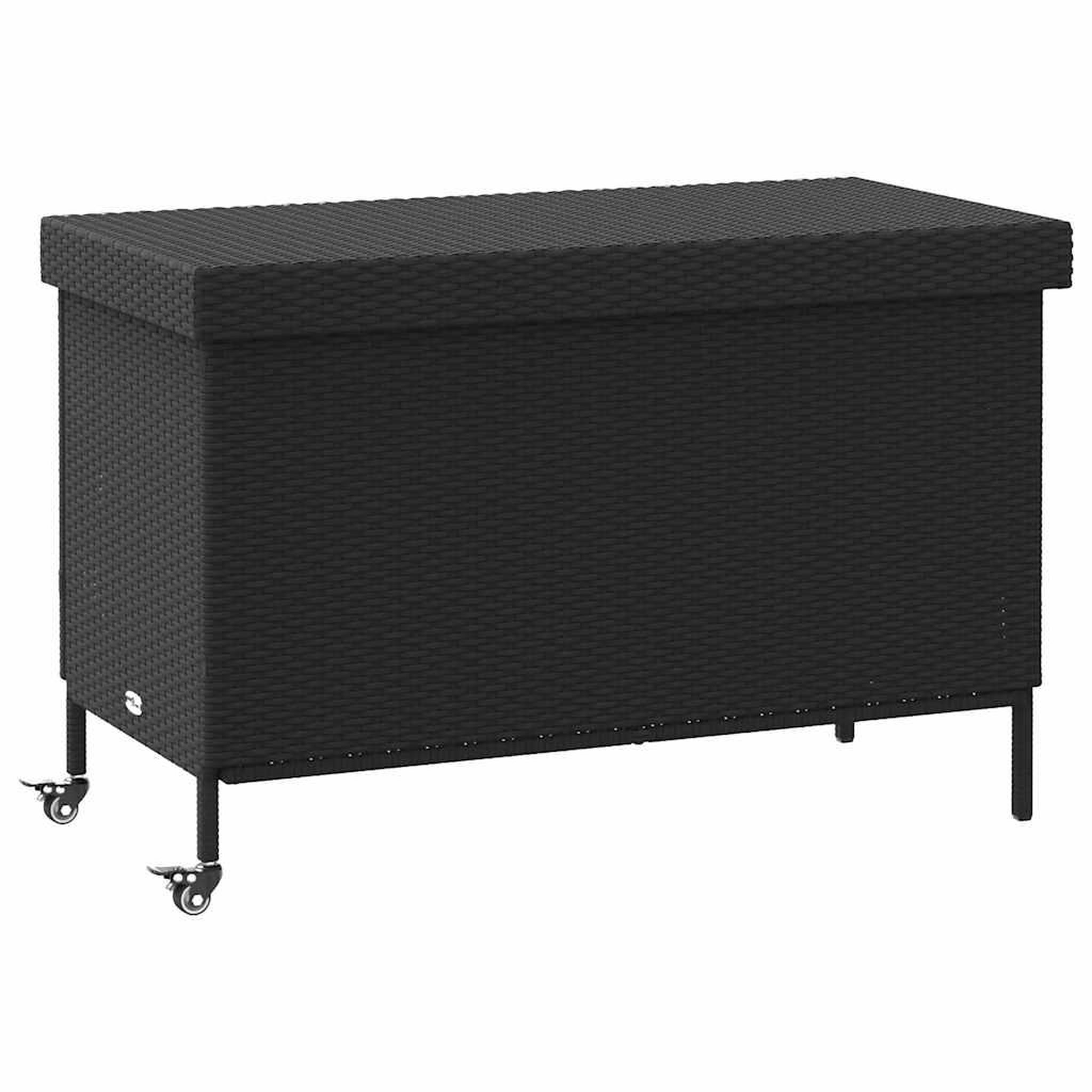 VIDAXL Boîte de rangement de jardin et roues noir resine tressee