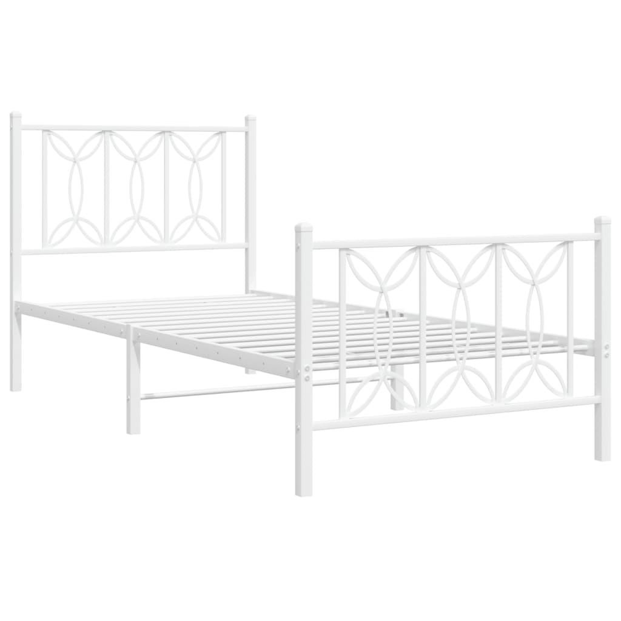 Voir la diapositive 3 : VIDAXL Cadre de lit metal sans matelas avec pied de lit blanc 80x200cm