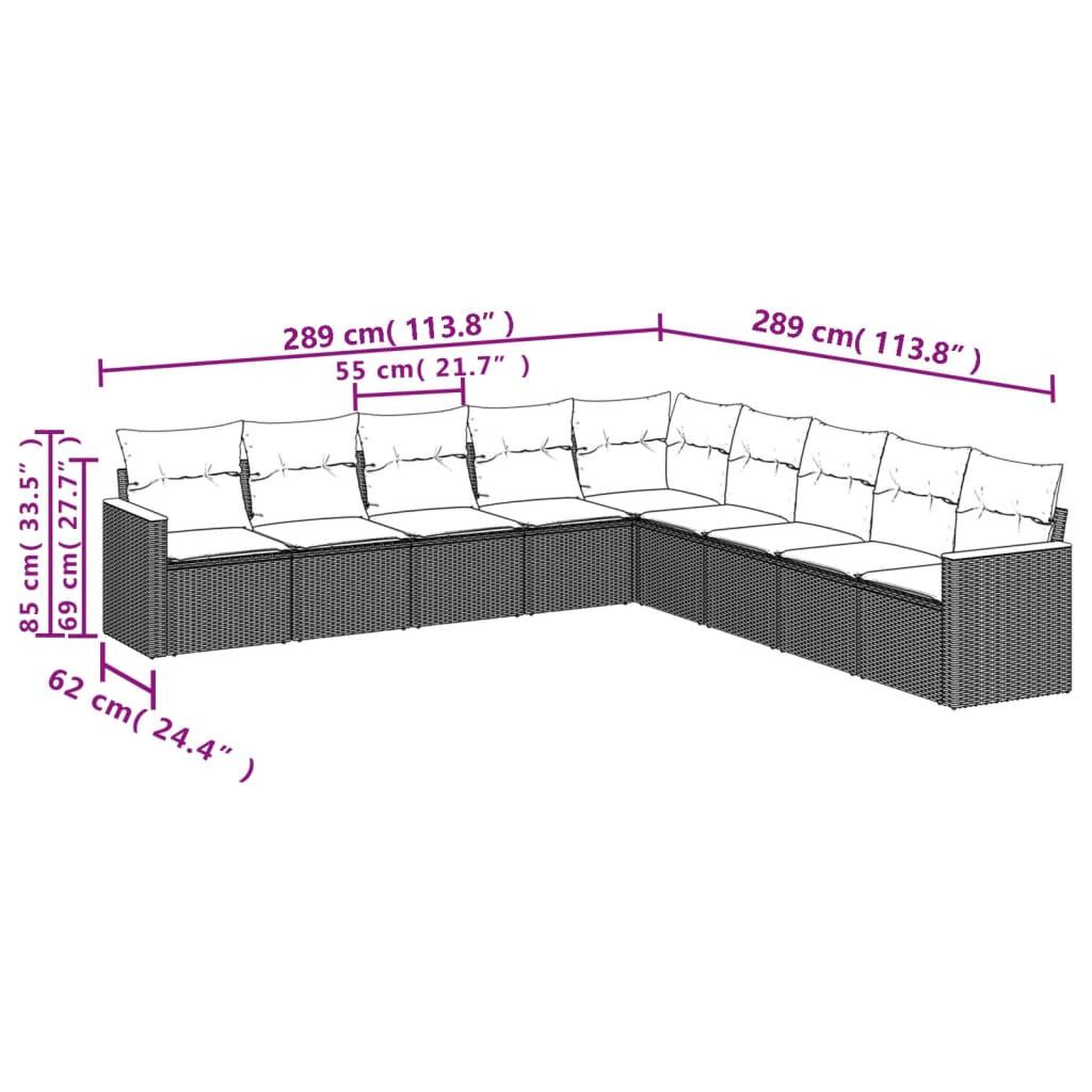 Voir la diapositive 4 : VIDAXL Salon de jardin 9 pcs avec coussins gris resine tressee