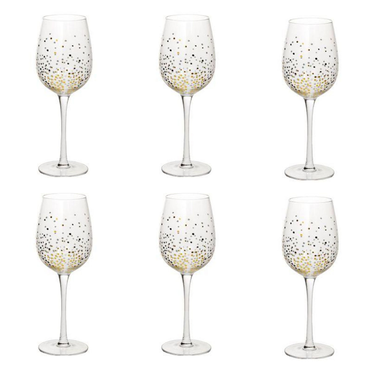  Lot de 6 Verres à Vin Design  Jeanne  38cl Or