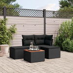 VIDAXL Salon de jardin 5 pcs avec coussins noir resine tressee