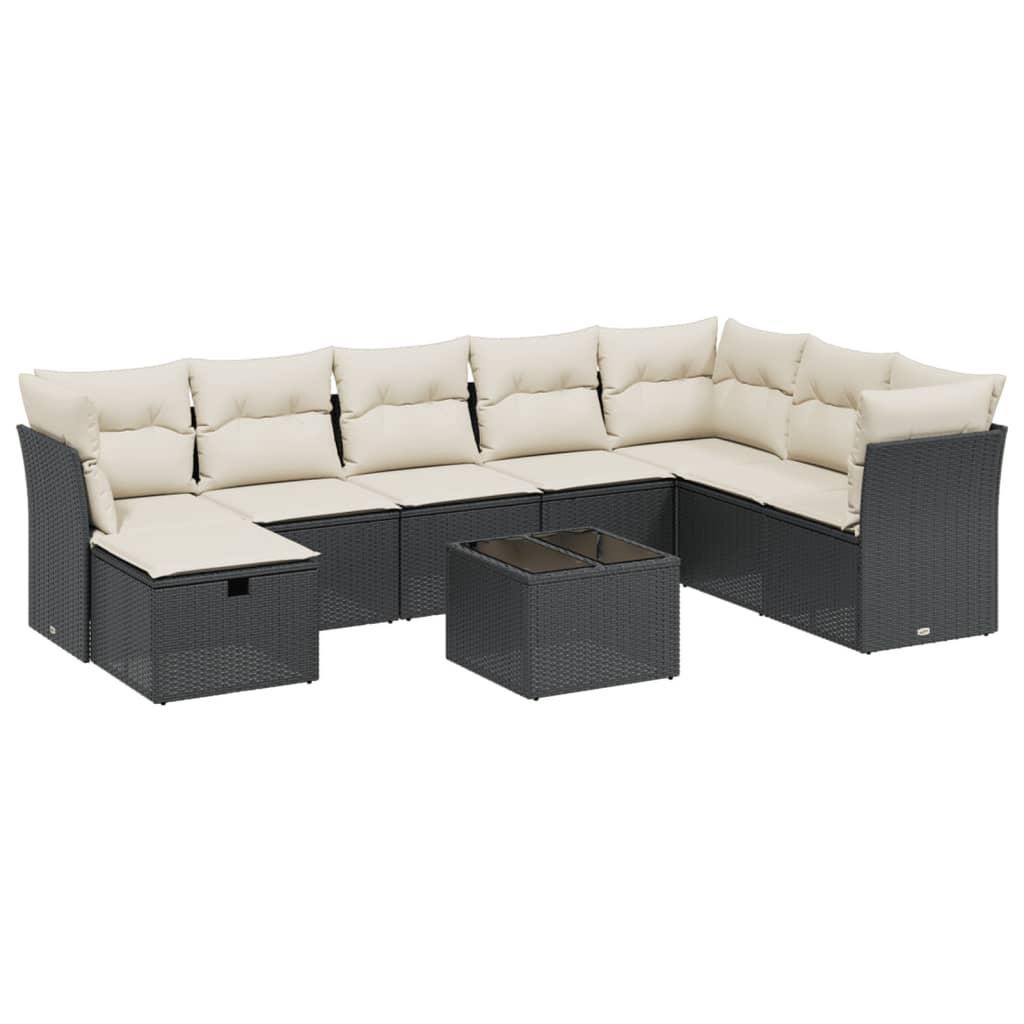 Voir la diapositive 2 : VIDAXL Salon de jardin 9 pcs avec coussins noir resine tressee
