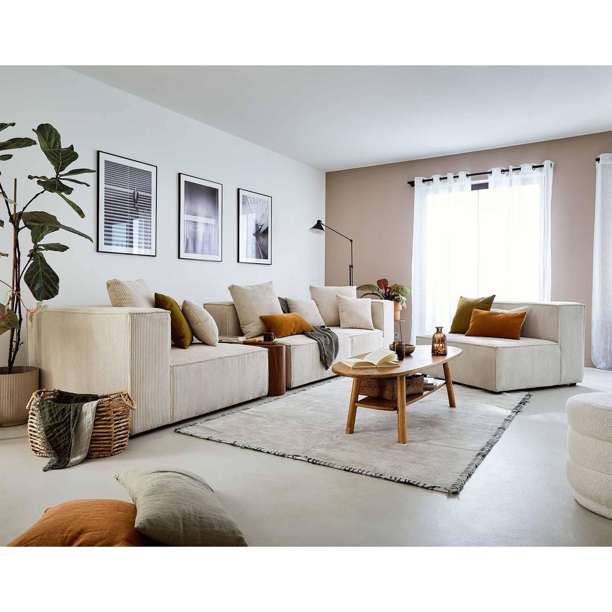 LISA DESIGN Colombine - module d'assise sans accoudoirs - en velours côtelé