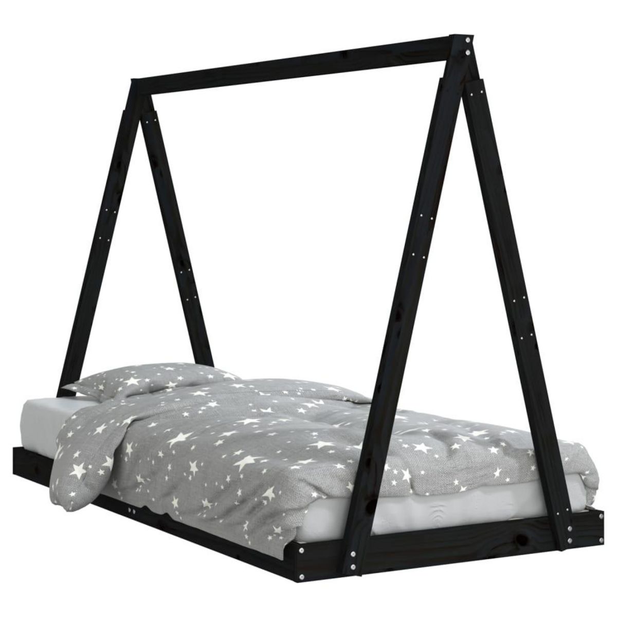 VIDAXL Cadre de lit pour enfants noir 90x190 cm bois de pin massif