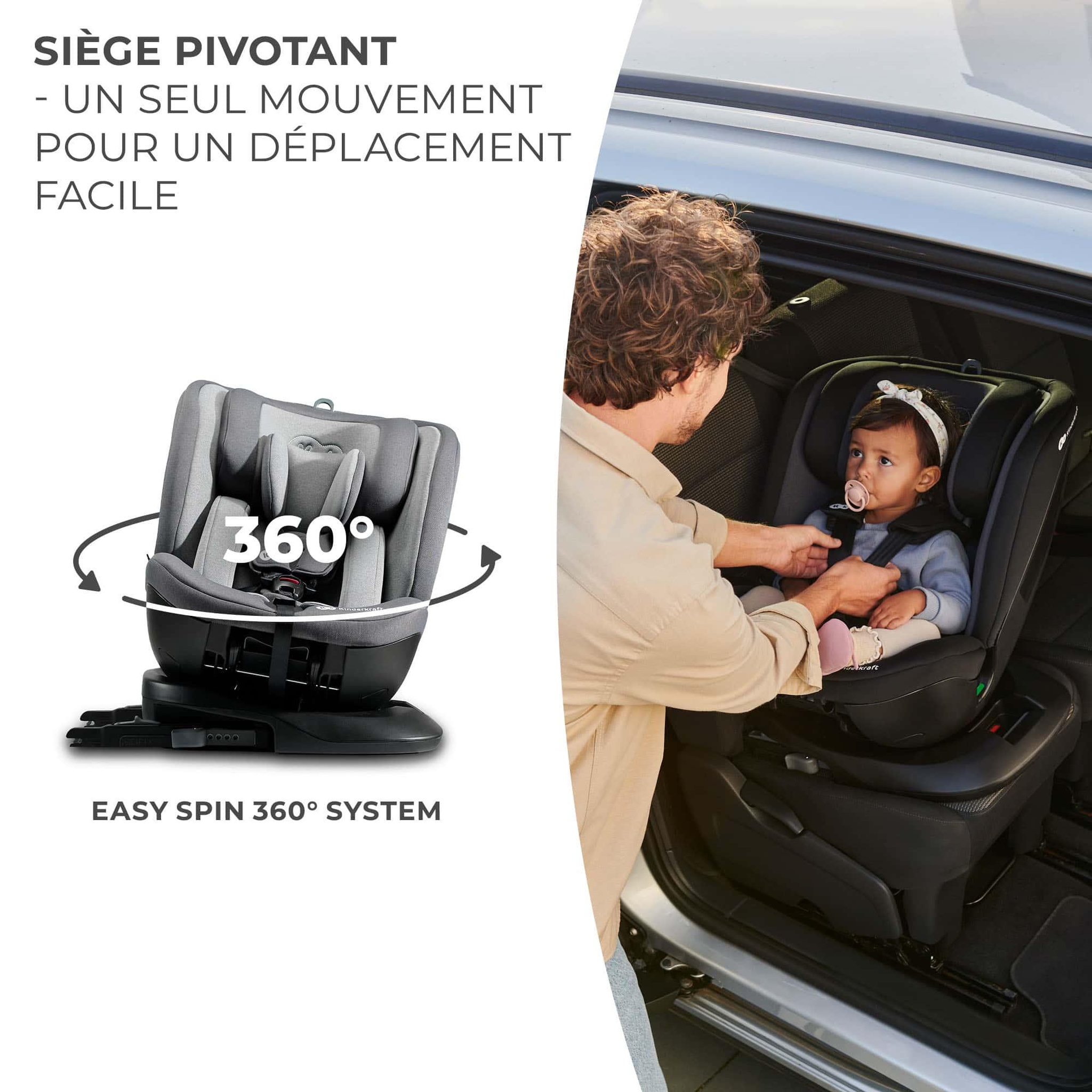 Voir la diapositive 3 : KINDERKRAFT Siège auto 4 en 1 avec rotation facile et sécurité renforcée