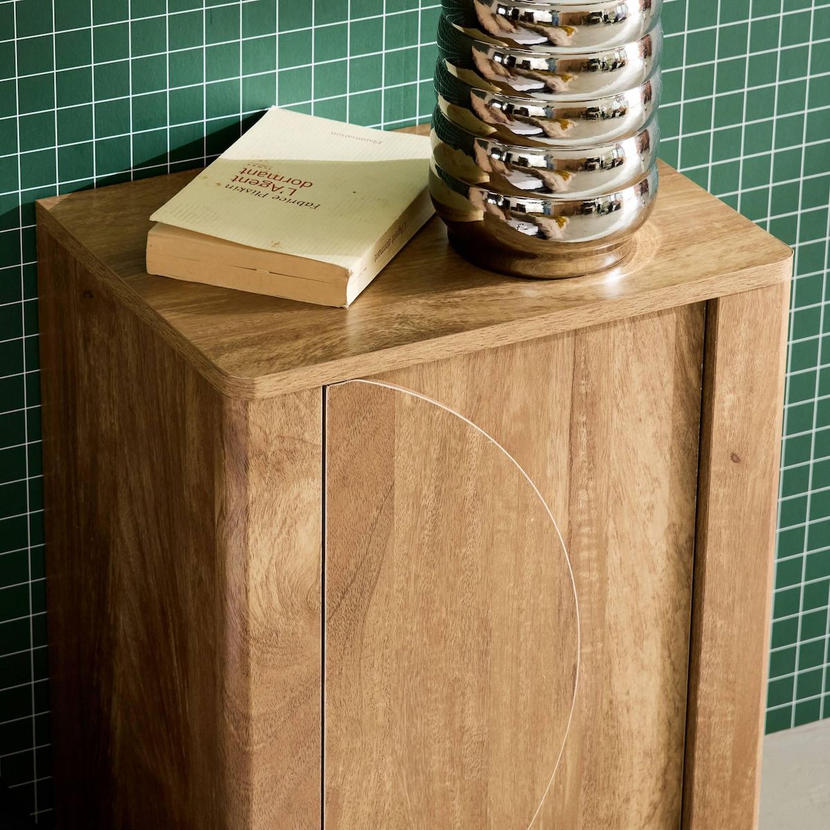 SWEEEK Table de chevet décor bois de manguier 1 porte réversible Pondi