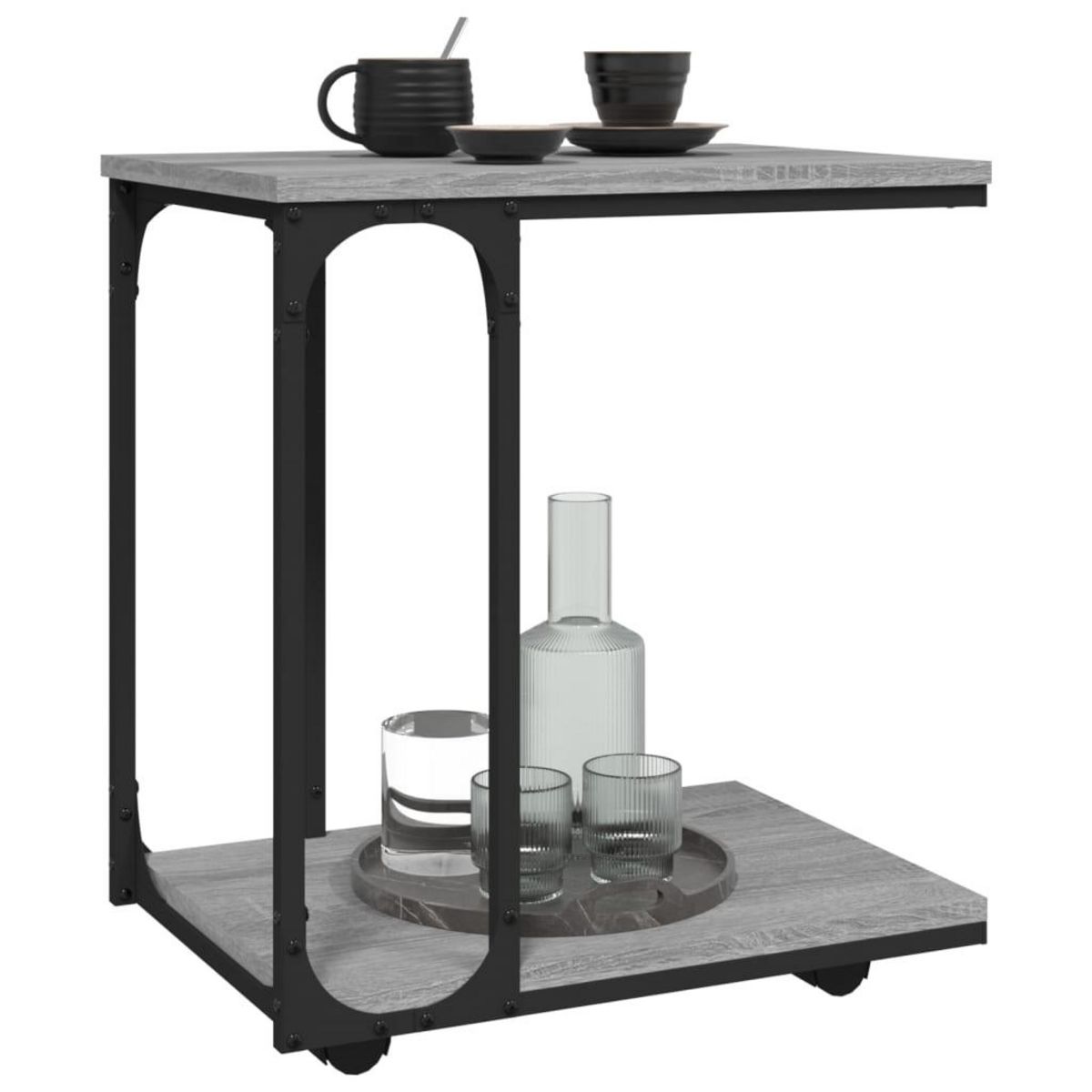 VIDAXL Table d'appoint a roues Sonoma gris 50x35x55,5 cm