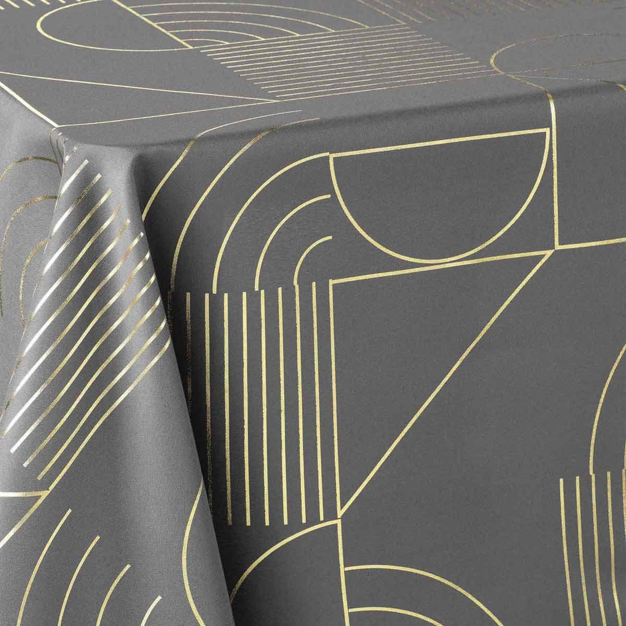 Voir la diapositive 2 : Douceur d'Intérieur Nappe imprimée déco  lineor  150x300cm anthracite