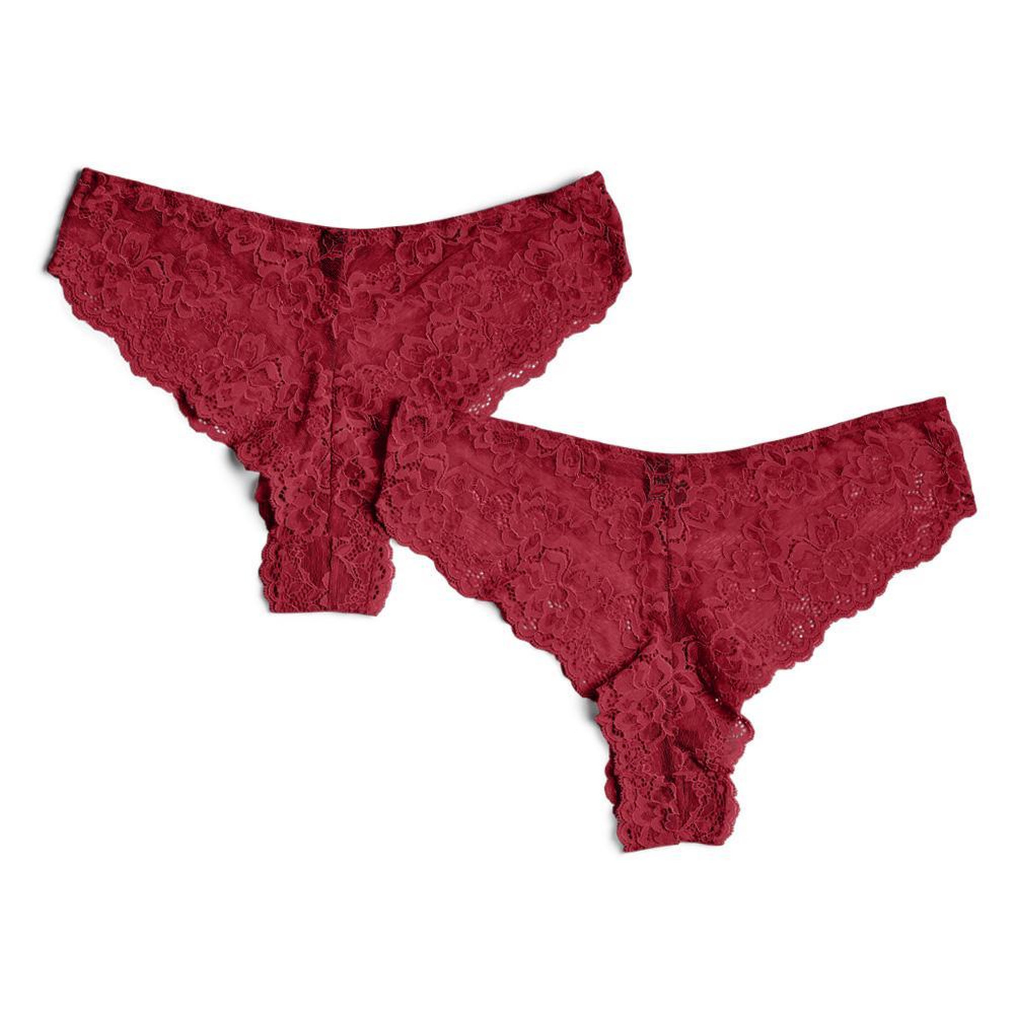 Voir la diapositive 2 : Pieces Lot de 2 culottes larges en dentelle Rouge Femme Pieces Lina