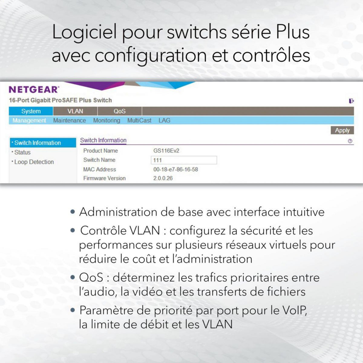 Netgear Switch ethernet GS108E-400EUS métal 8 Ports Gigabit