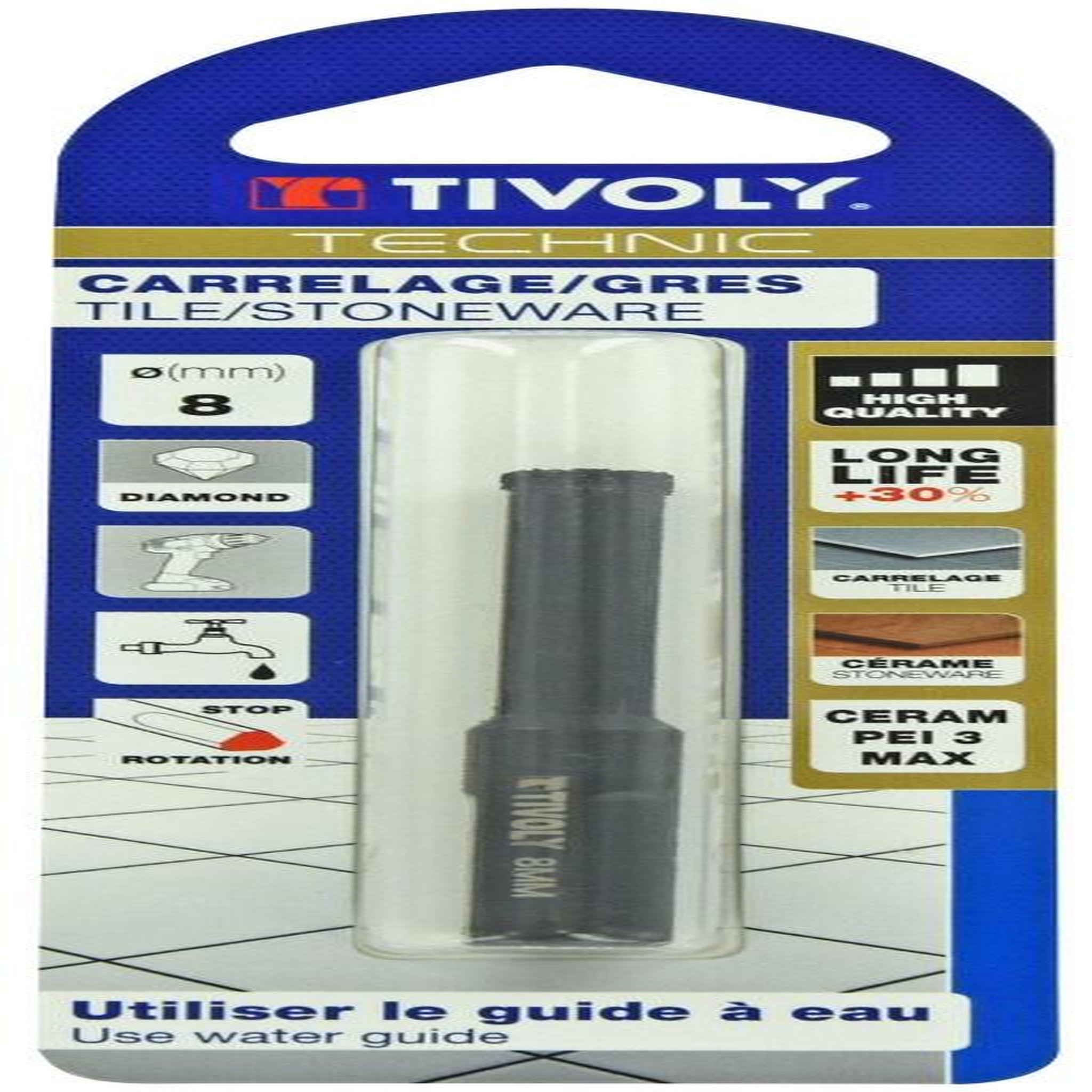 TIVOLY Foret diamant pour carrelage en grès, diam. 8 mm TIVOLY