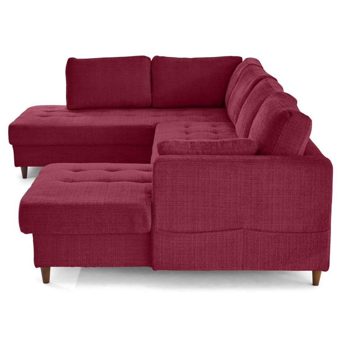 LISA DESIGN Anna - canapé panoramique d'angle gauche 7 places convertible avec coffre en velours texturé