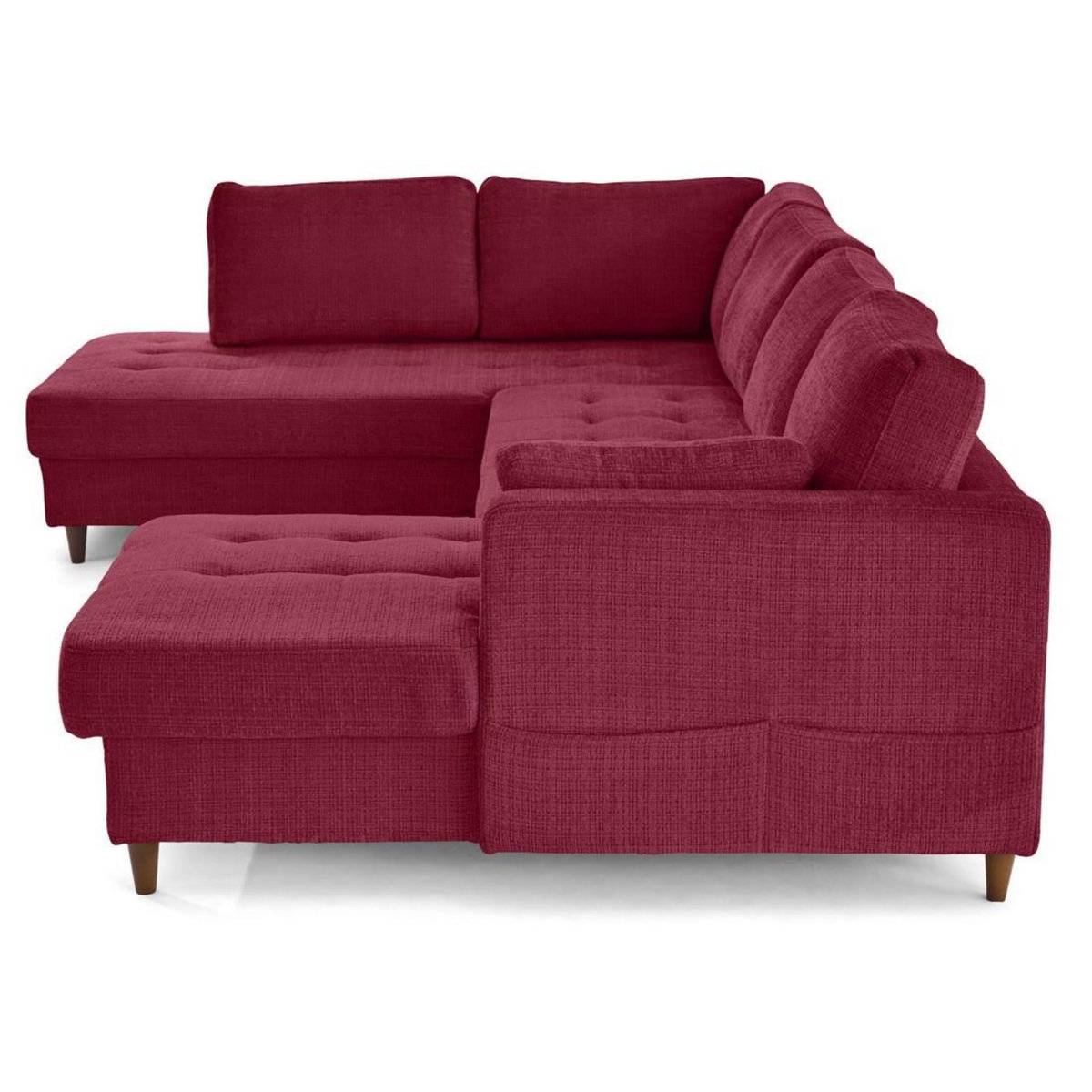 LISA DESIGN Anna - canapé panoramique d'angle gauche 7 places convertible avec coffre en velours texturé