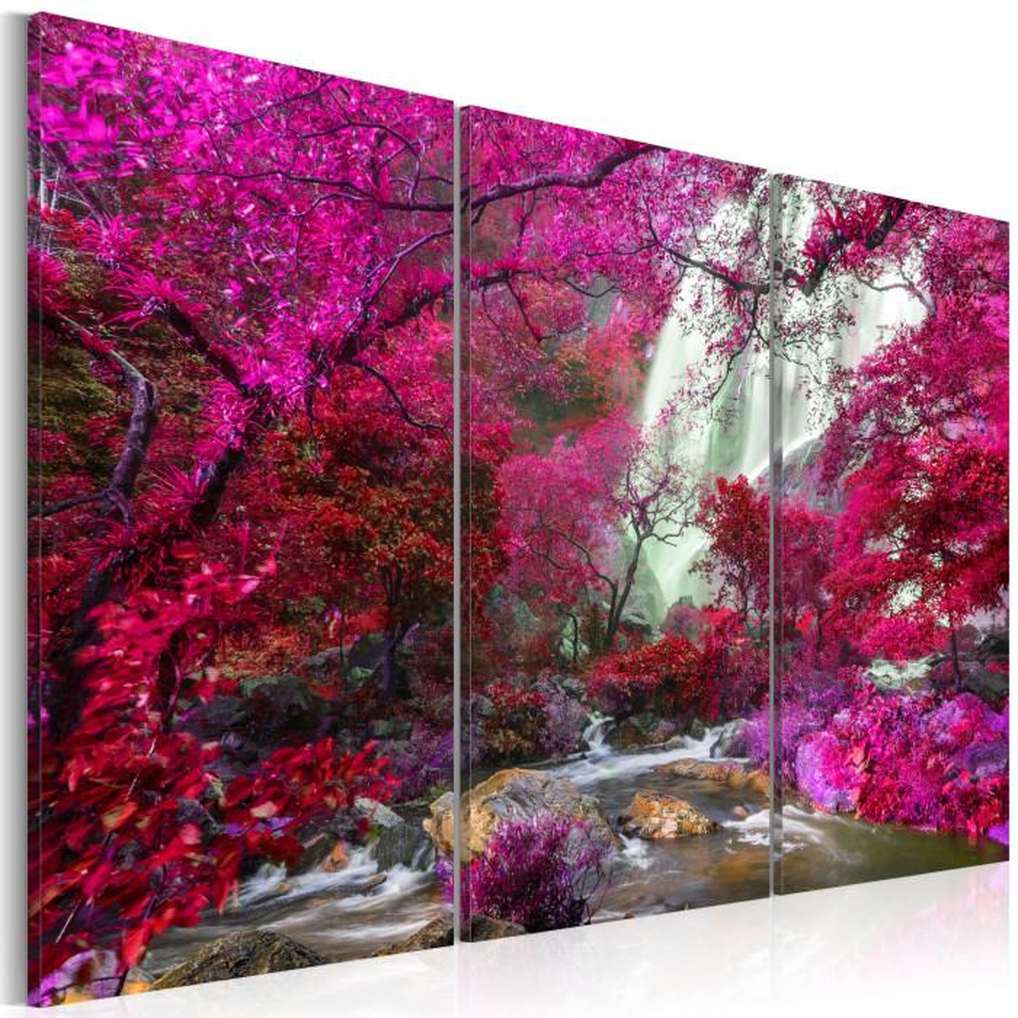 Paris Prix Tableau Imprimé  Beautiful Waterfall : Pink Forest. Coloris disponibles : Multicolore