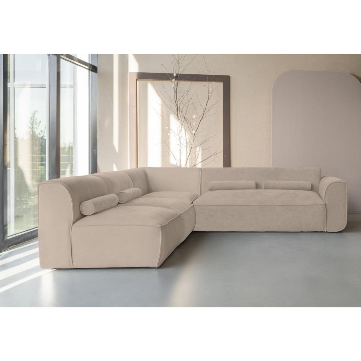 BEST MOBILIER Felix - canapé modulable d'angle gauche 5 places en tissu texturé