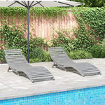 VIDAXL Chaises longues lot de 2 gris 184x55x64 cm bois massif acacia