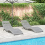 Voir la diapositive 1 : VIDAXL Chaises longues lot de 2 gris 184x55x64 cm bois massif acacia