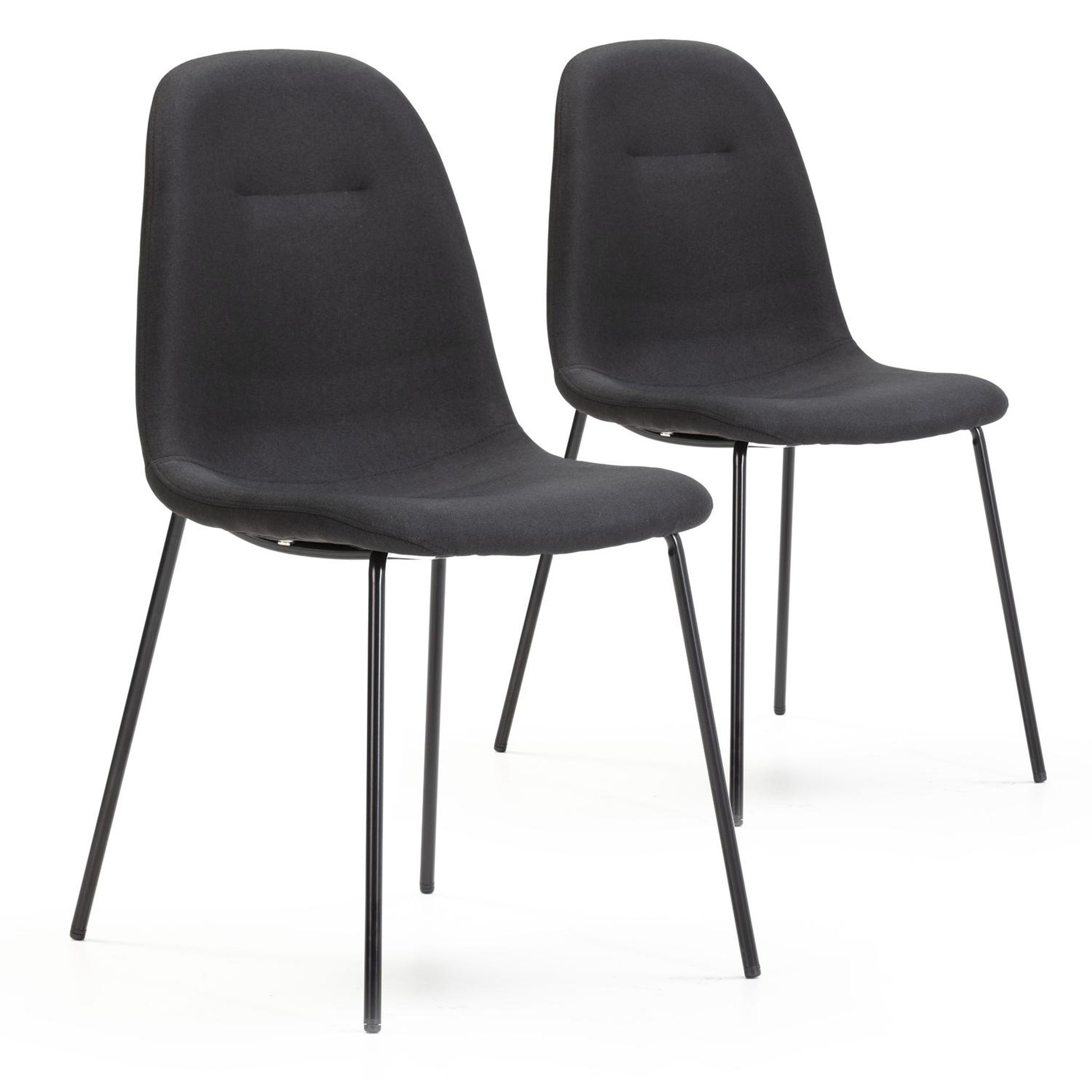 VS VENTA-STOCK Pack 2 chaises Salle à Manger Brenda tapissées Noir, 44 cm x 54 cm x 85 cm