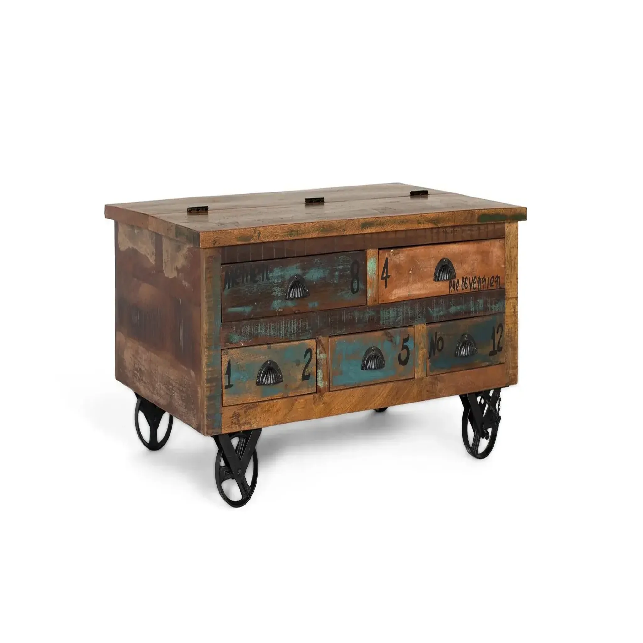Voir la diapositive 3 : GINER Y COLOMER SL Table basse en bois recyclé 110 cm style vintage moderne