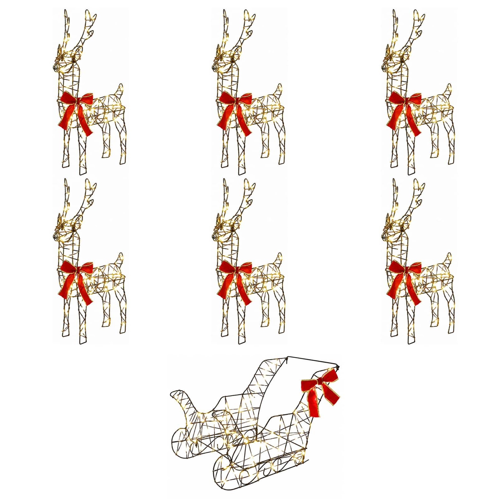 VIDAXL Renne de Noël avec traîneau 7 pc 760 LED Blanc chaud
