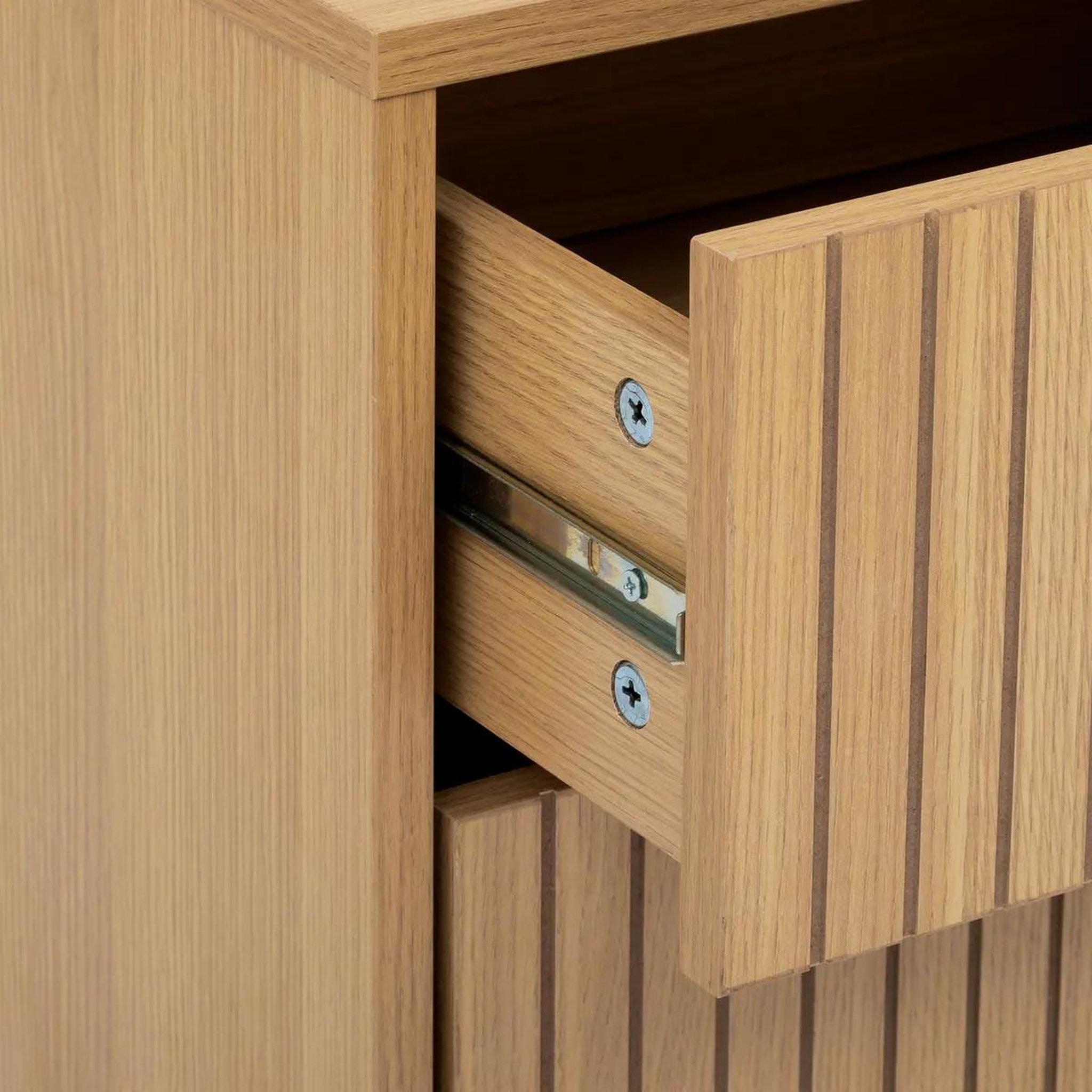 Voir la diapositive 3 : FIVE Table de chevet 2 tiroirs  tasso  52cm naturel