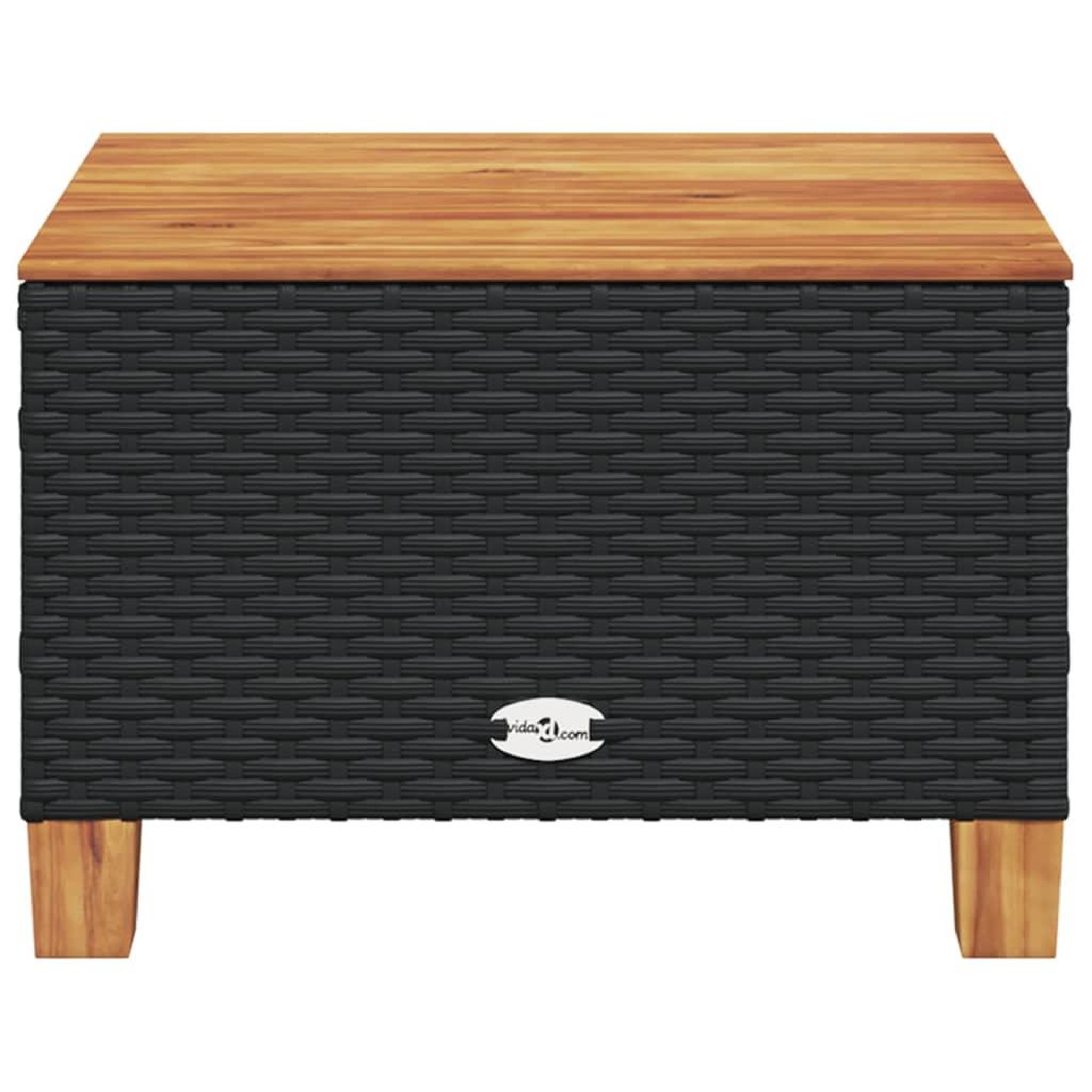Voir la diapositive 4 : VIDAXL Table de jardin noir 55x55x36 cm resine tressee et bois acacia