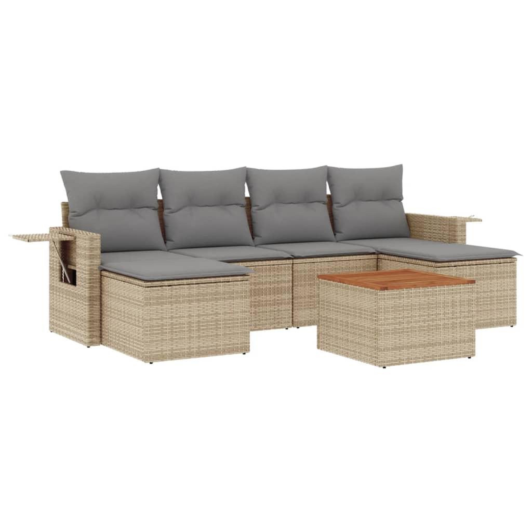 Voir la diapositive 2 : VIDAXL Salon de jardin avec coussins 7pcs melange beige resine tressee