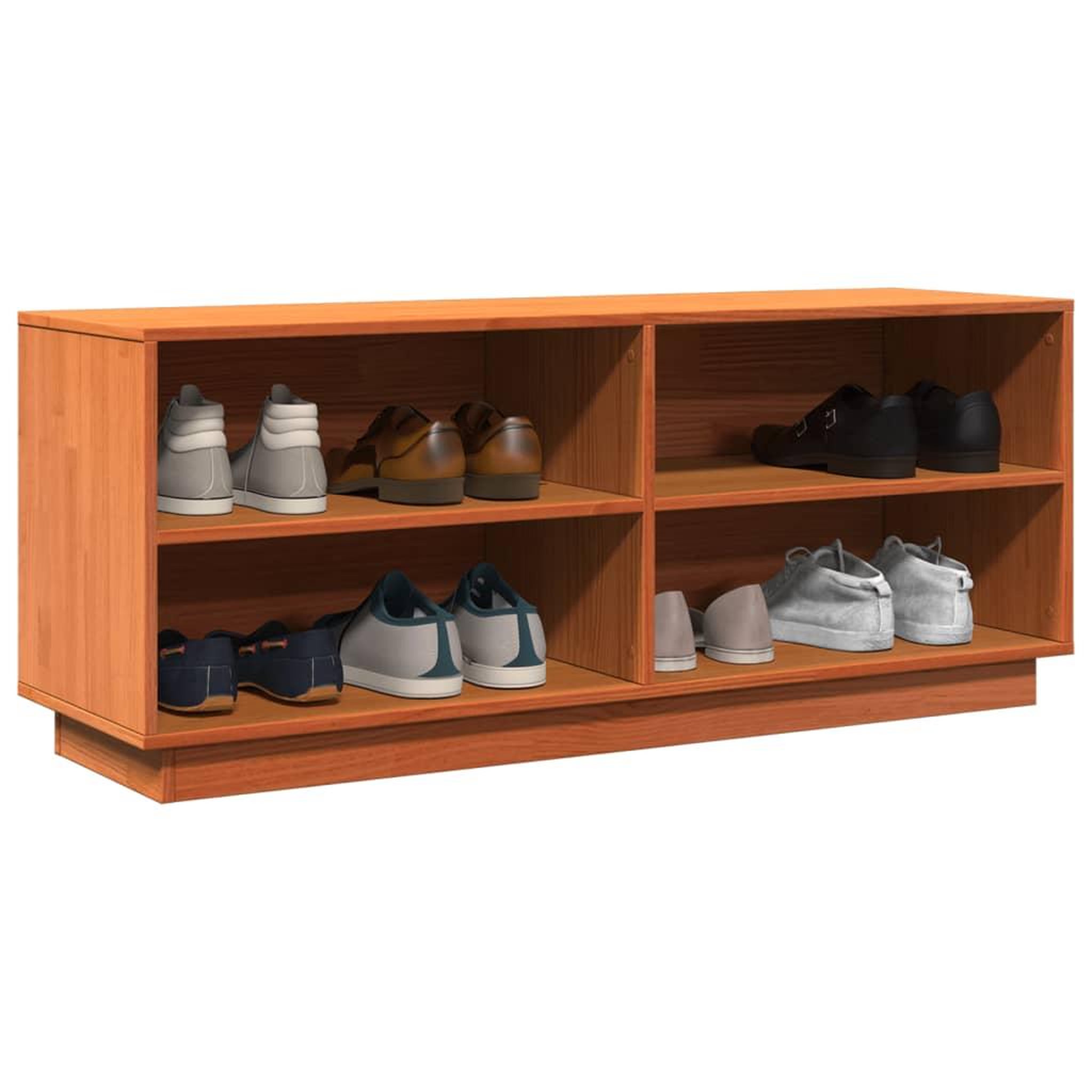 Voir la diapositive 4 : VIDAXL Armoire a chaussures cire marron 110x34x45 cm bois pin massif