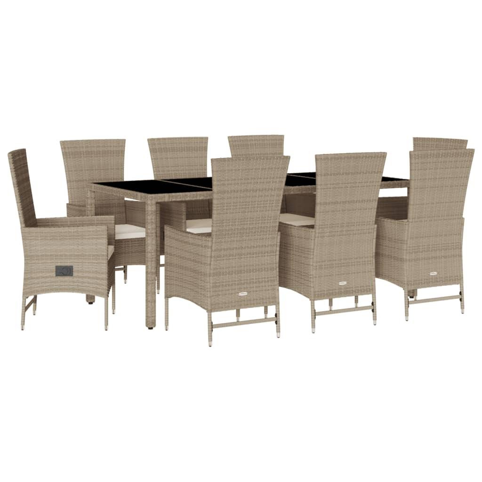 Voir la diapositive 2 : VIDAXL Ensemble a manger de jardin et coussins 9 pcs beige Poly rotin