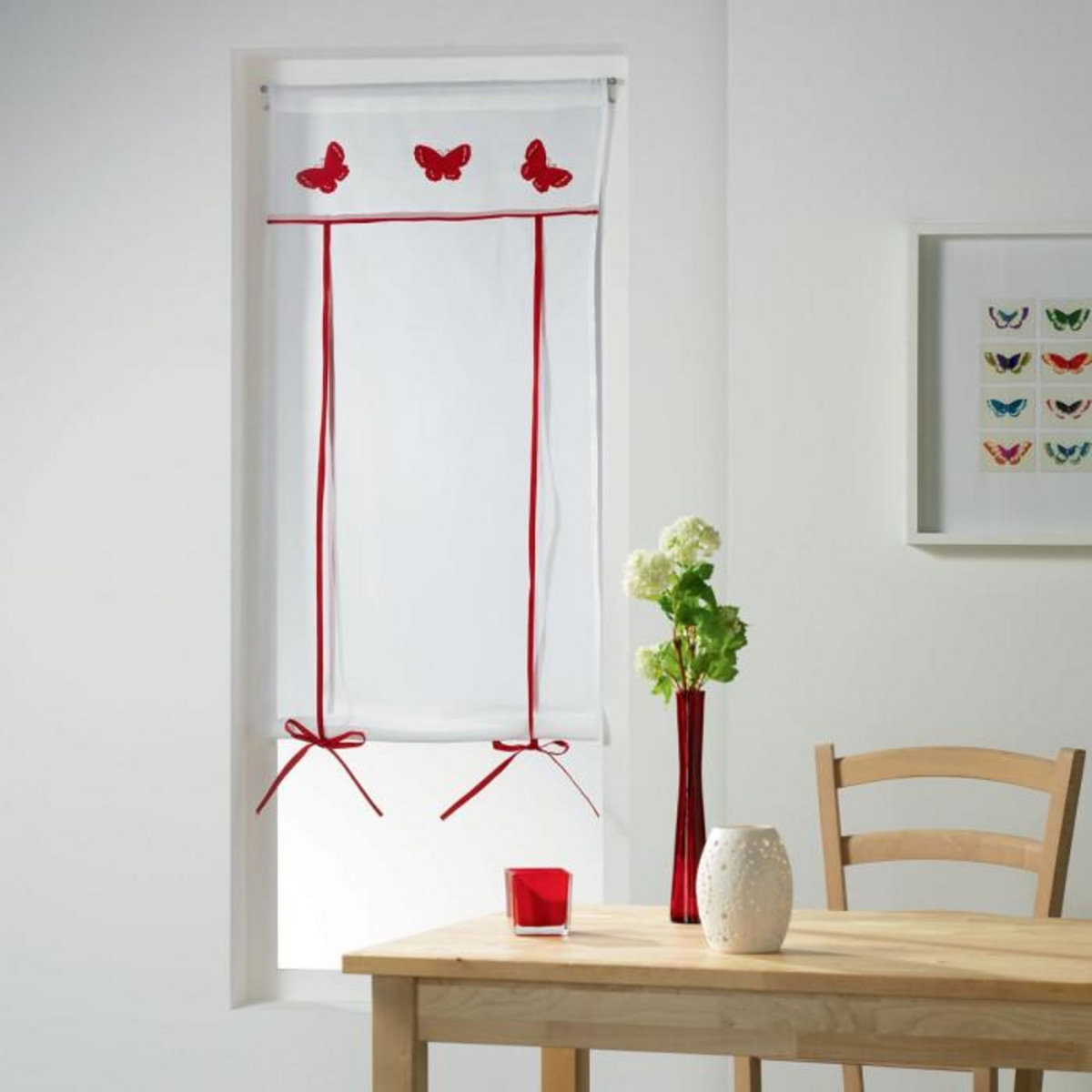 Paris Prix Store Voilage Brodé  Opaline  60x160cm Rouge