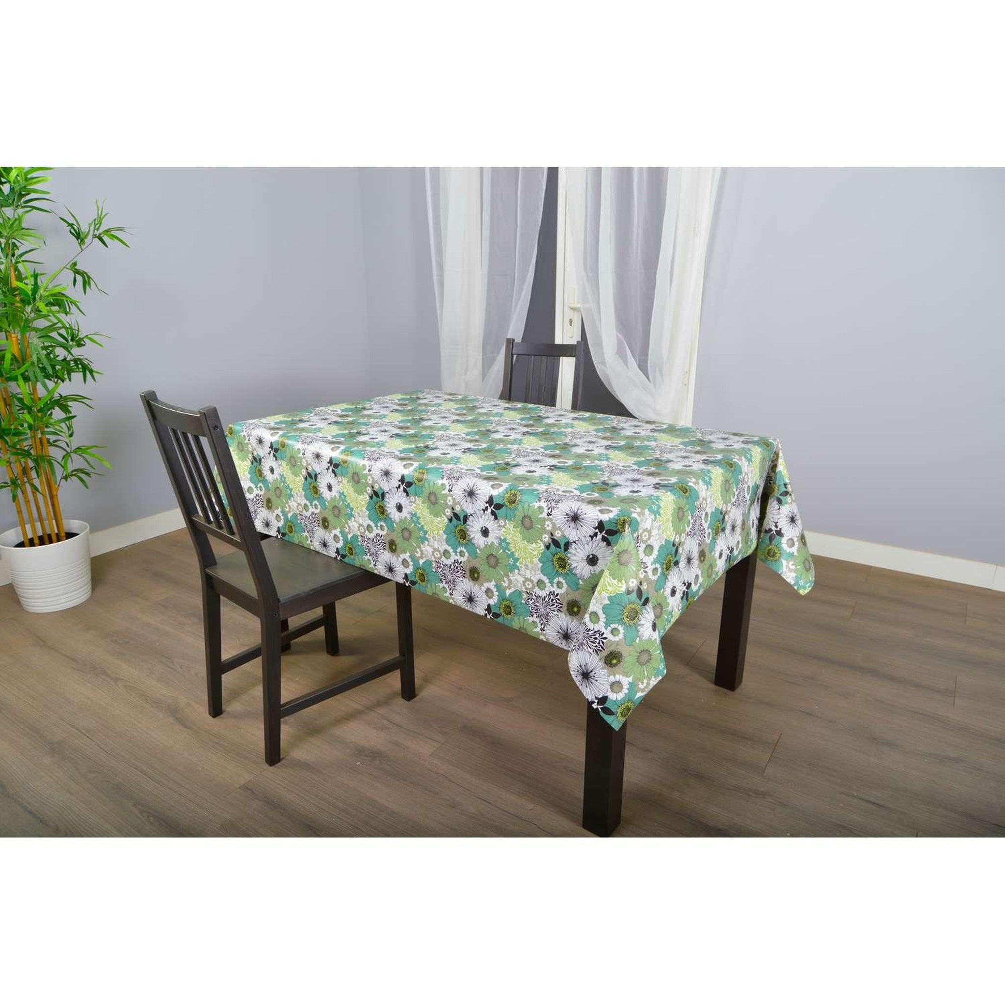 Voir la diapositive 2 : HABITABLE Nappe en toile cirée rectangulaire Champs - 140 x 250 cm - Vert