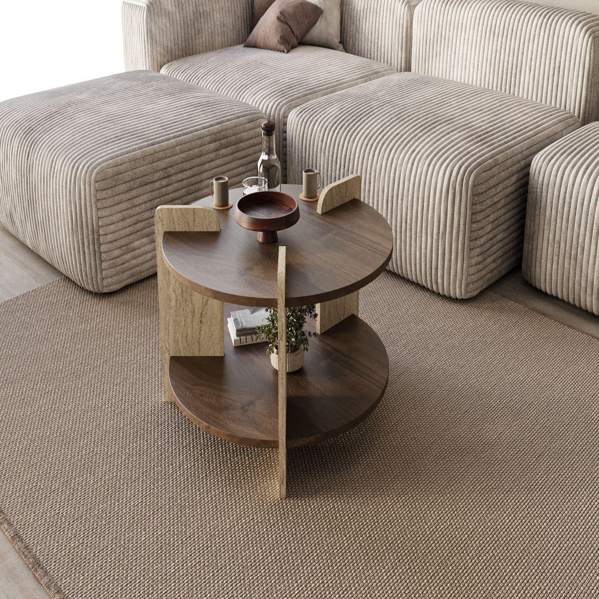 Voir la diapositive 2 : Habitat et Jardin Table basse en bois  oalla  70 x 70 x 45 cm - noyer