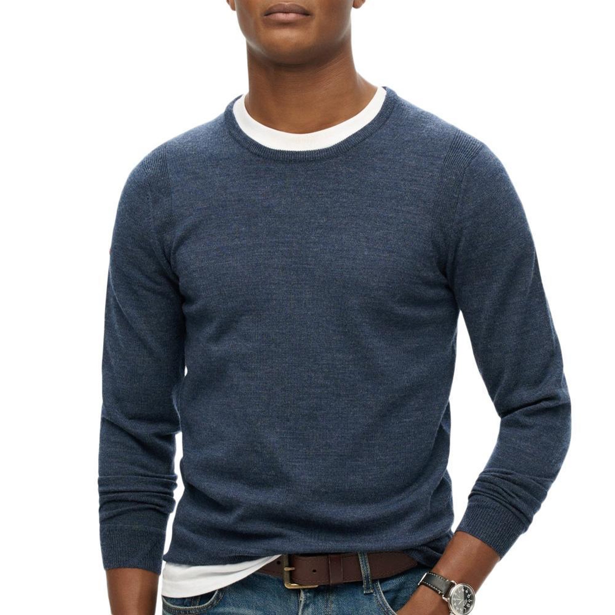 SUPERDRY Pull  Homme Superdry Merino Crew Jumper. Coloris disponibles : Bleu