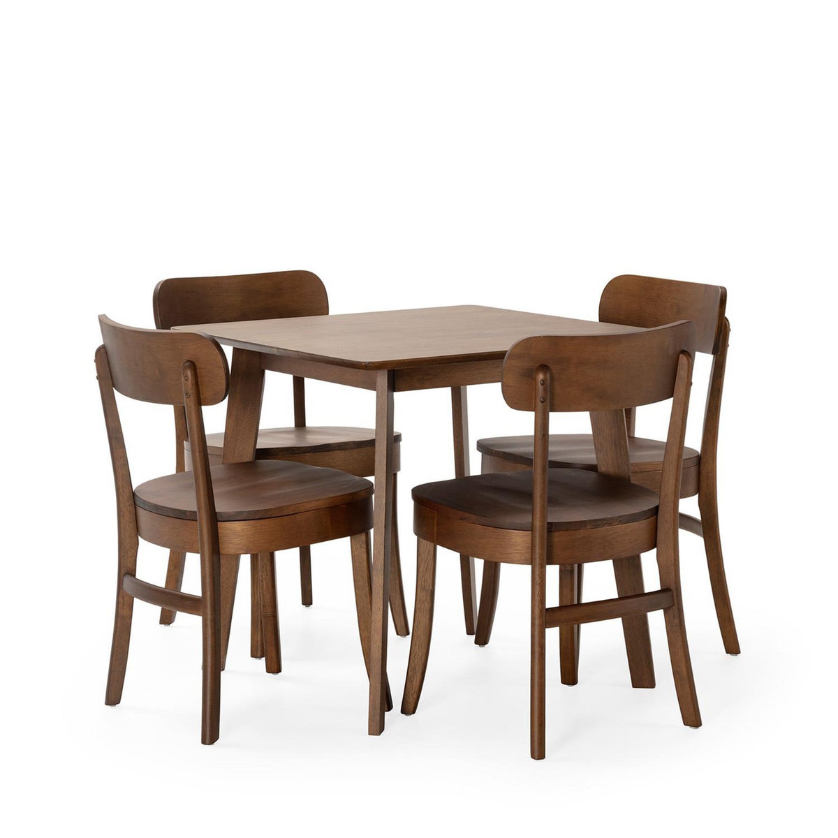 VS VENTA-STOCK Ensemble table 80x80 cm et 4 chaises de salle à manger Nala Noyer