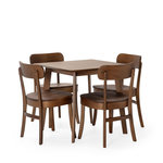 VS VENTA-STOCK Ensemble table 80x80 cm et 4 chaises de salle à manger Nala Noyer