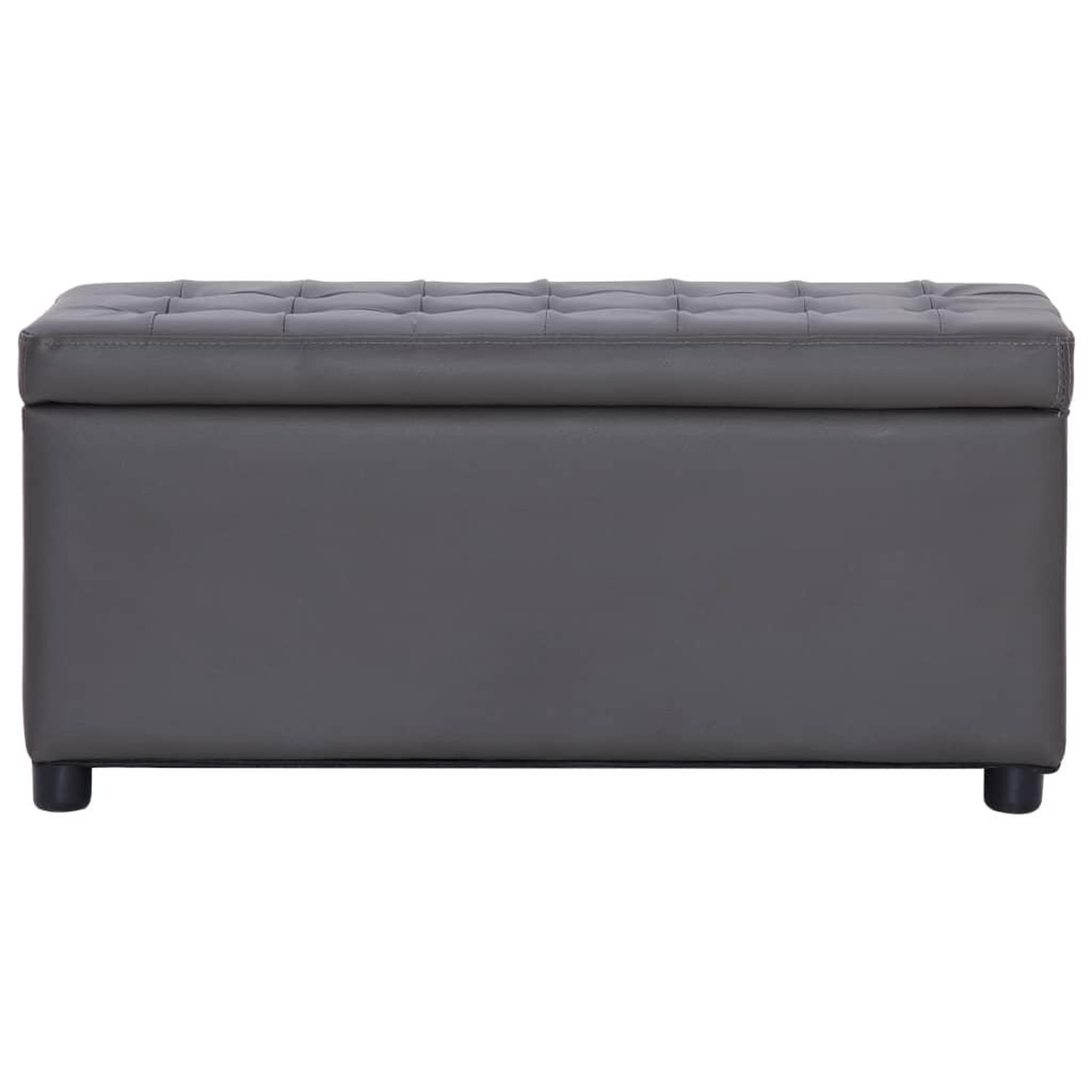 Voir la diapositive 2 : VIDAXL Pouf de rangement 87,5 cm Gris Similicuir